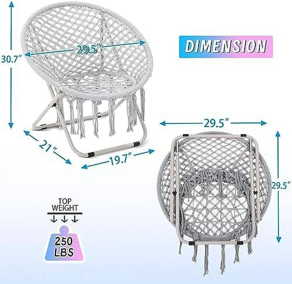 CLKHGFAR Saucer Chair   Living Room Chair  Cute Bohemian Folding Round Circle Bedroom Chair  Ideal for Adults and Teens  Black