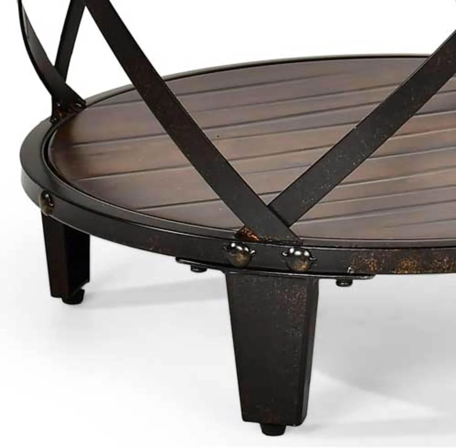 xrboomlife Company Rustic Cherry Industrial Chic Iron Accents & Distressed Solid Birch Top-Brown End Table  20 inches