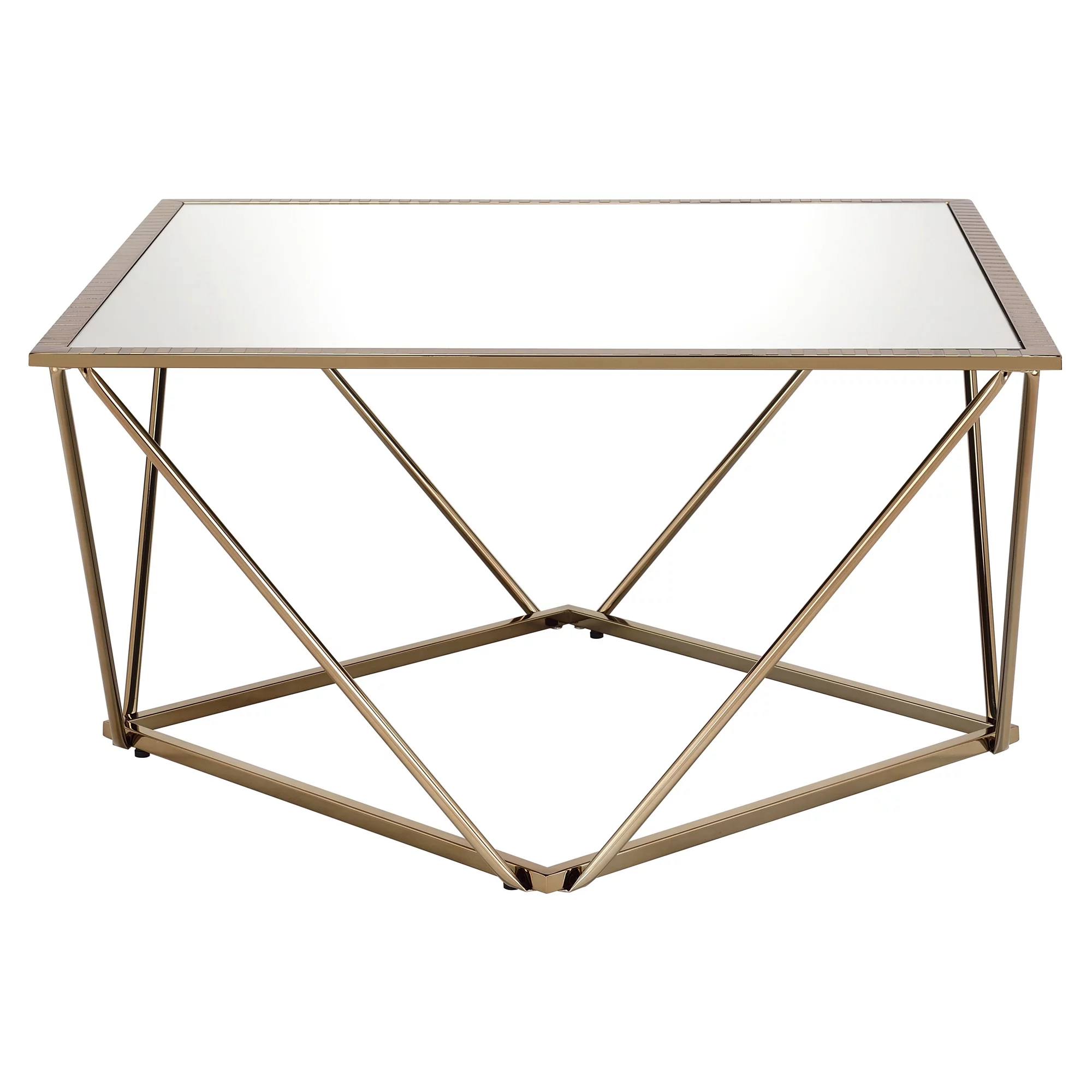 ACME Fogya Square Coffee Table in Mirrored and Champagne Gold