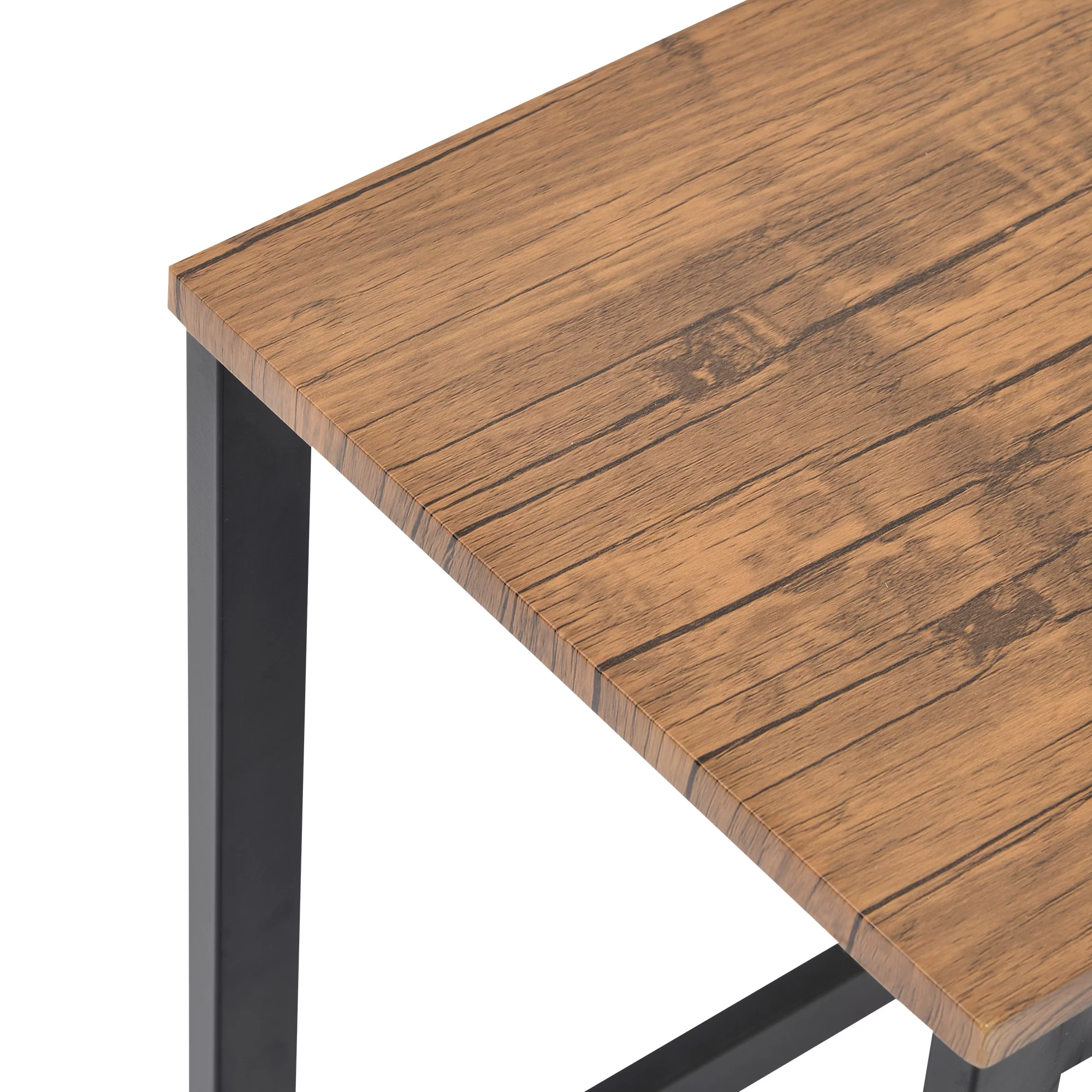 Euroco 5-Piece Dining Set Wood and Metal Pub Table with 4 Bar Stools, Brown