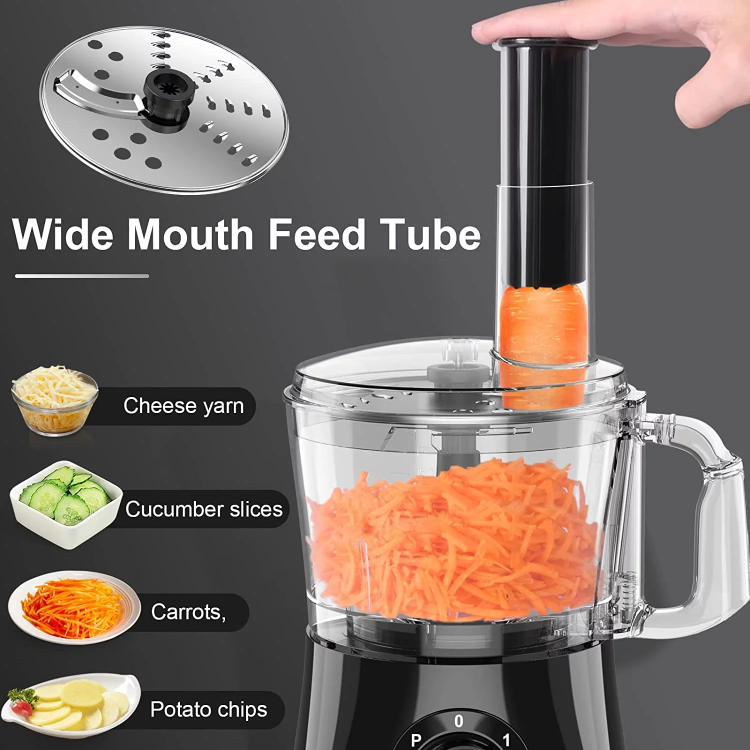 Anthter 600W Professional Food Processor - 7 Cups, Reversible Discs, Blades for Chopping, Slicing, Purees & Dough