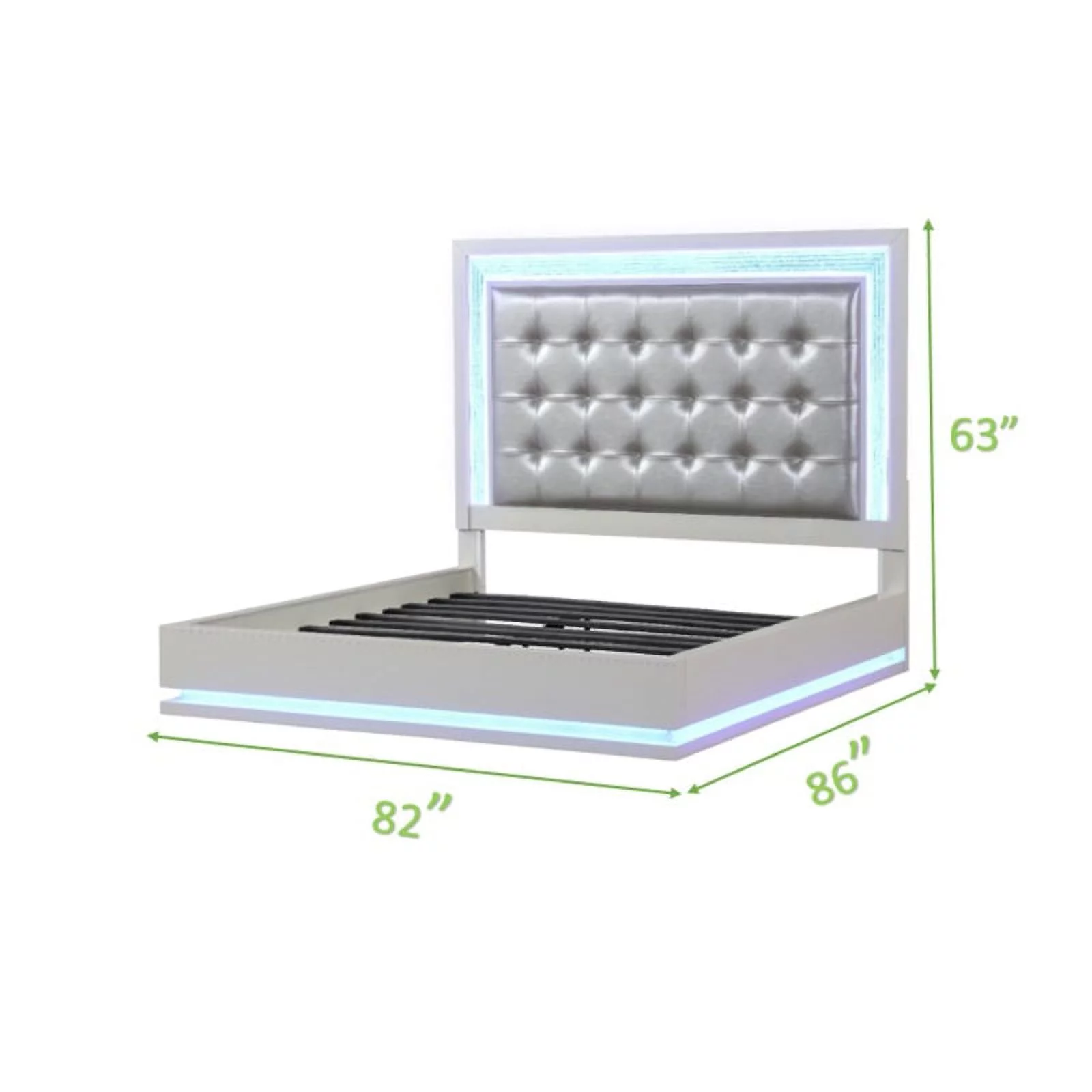 Atlin Designs Passion LED Queen Bed Made with Wood in Milky White