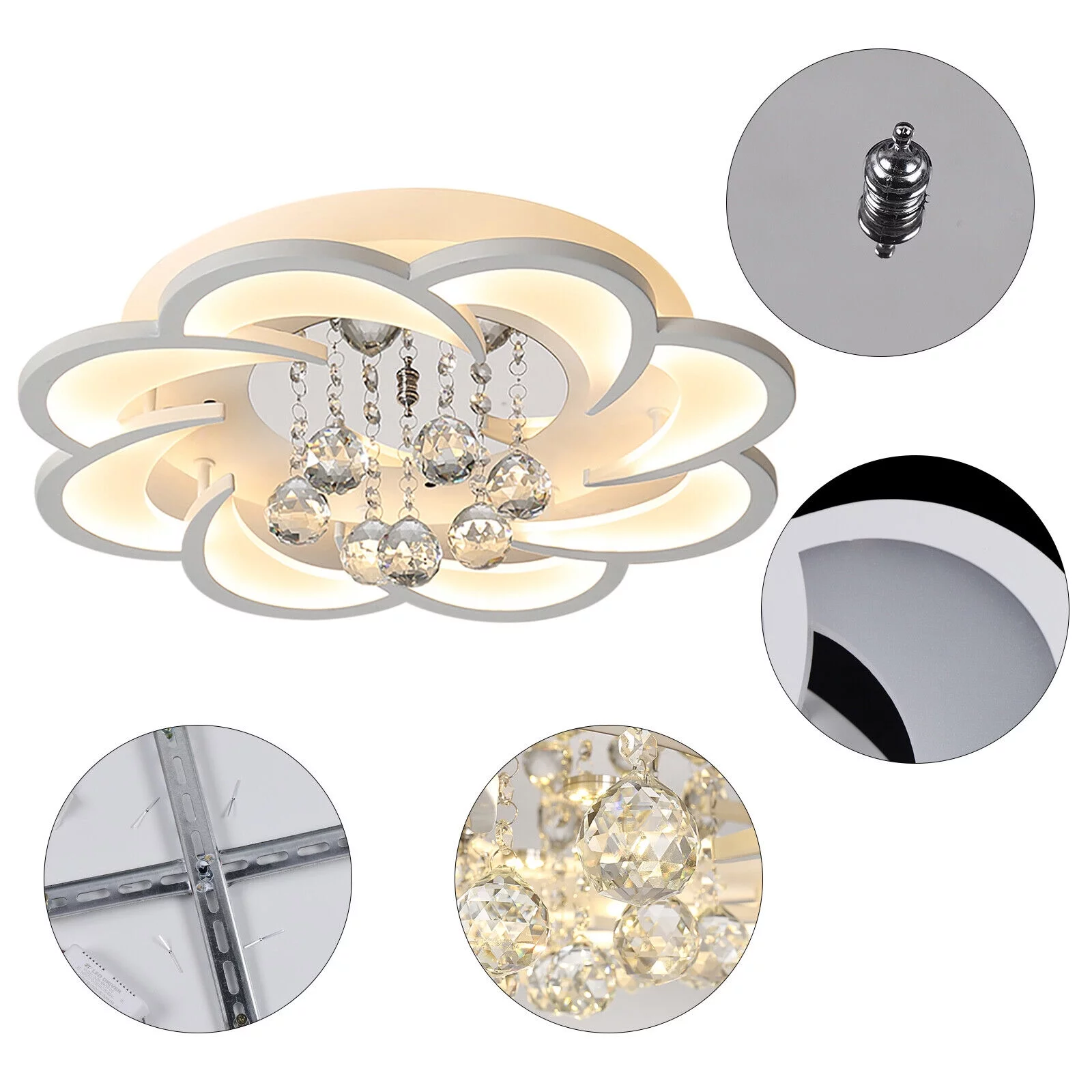 Modern Luxury K9 Crystal Chandelier LED Hanging Pendant Light Ceiling Fixture