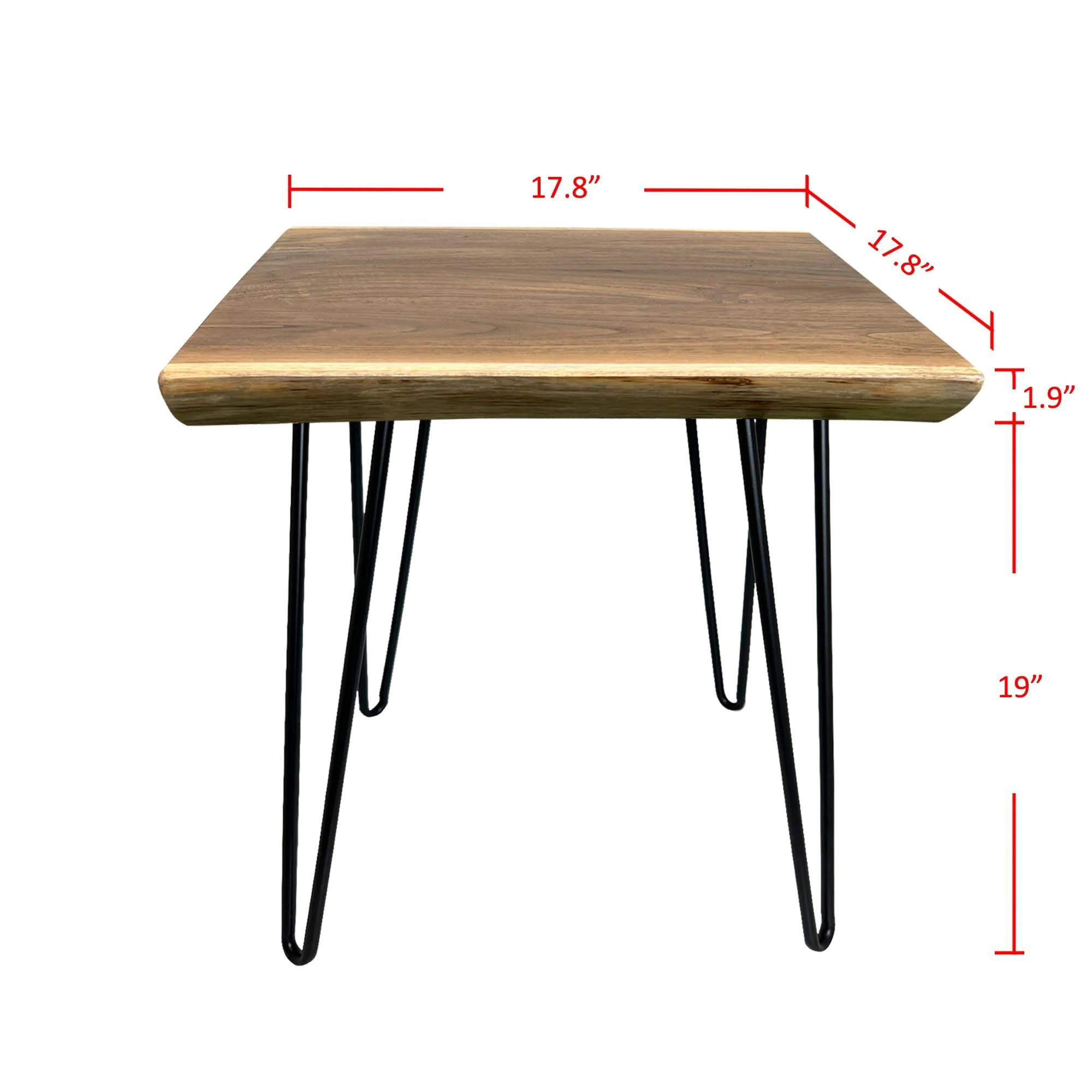 Greenage Natural Edge Teak End Table, Wood Side Table, Nightstand, Plant Stand, 17.8x17.8x20.9 inches, Square