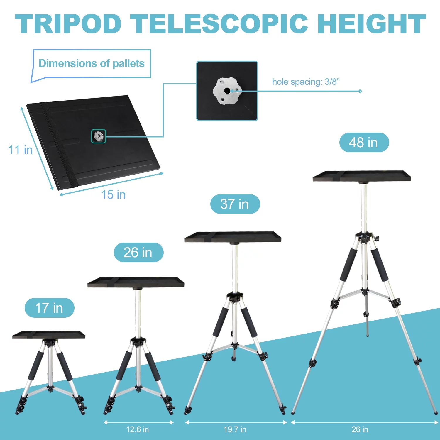SKERELL Adjustable Height Projector Stand,Universal Projector Stand,Silver Laptop Tripod Stand