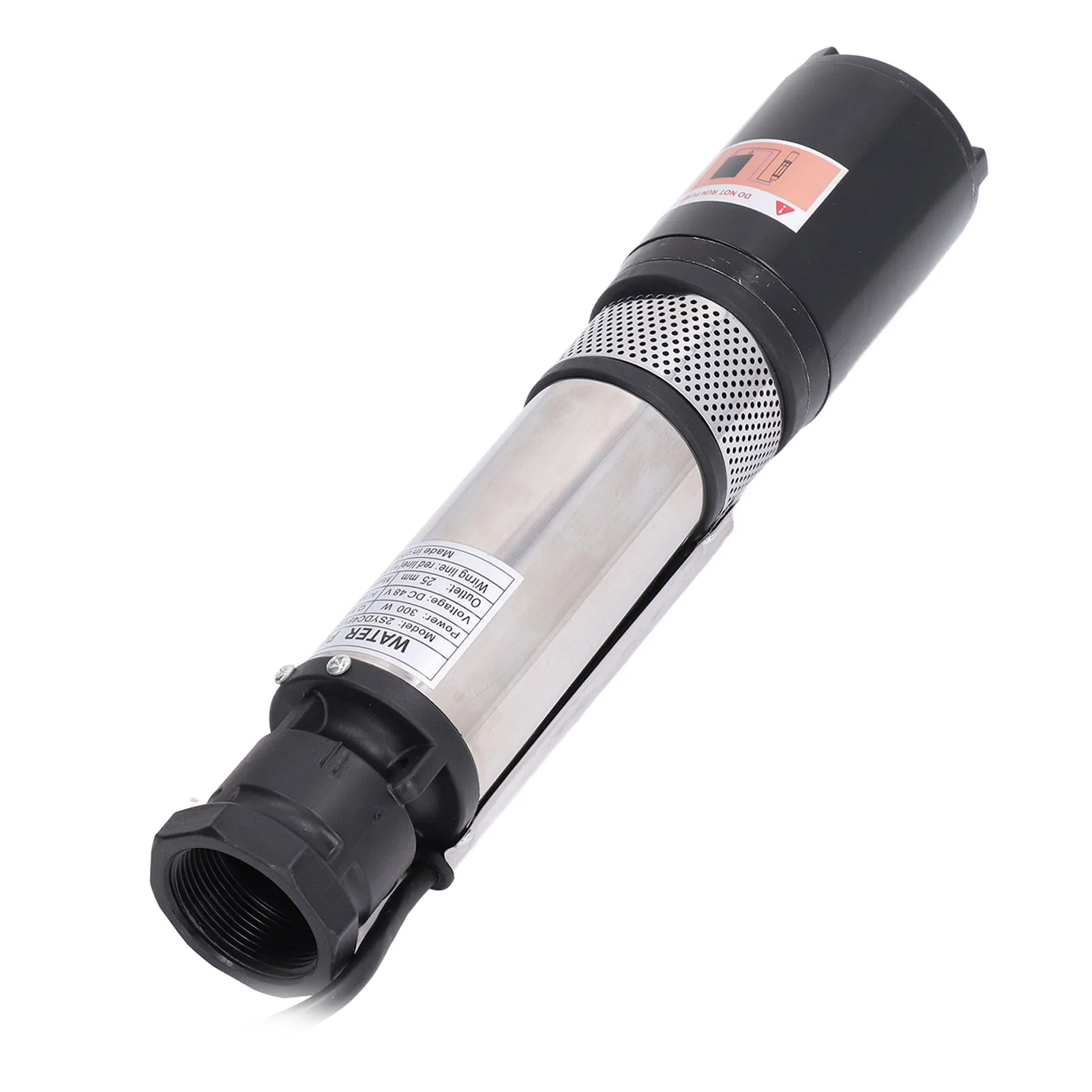 Risegun Solar Water Pump, DC 48V Electric Deep Well Pump 300W Copper Motor Pumping High Lift Stainless Steel Deep Well Pump Bore Well Water Pump for Industrial and Home Use