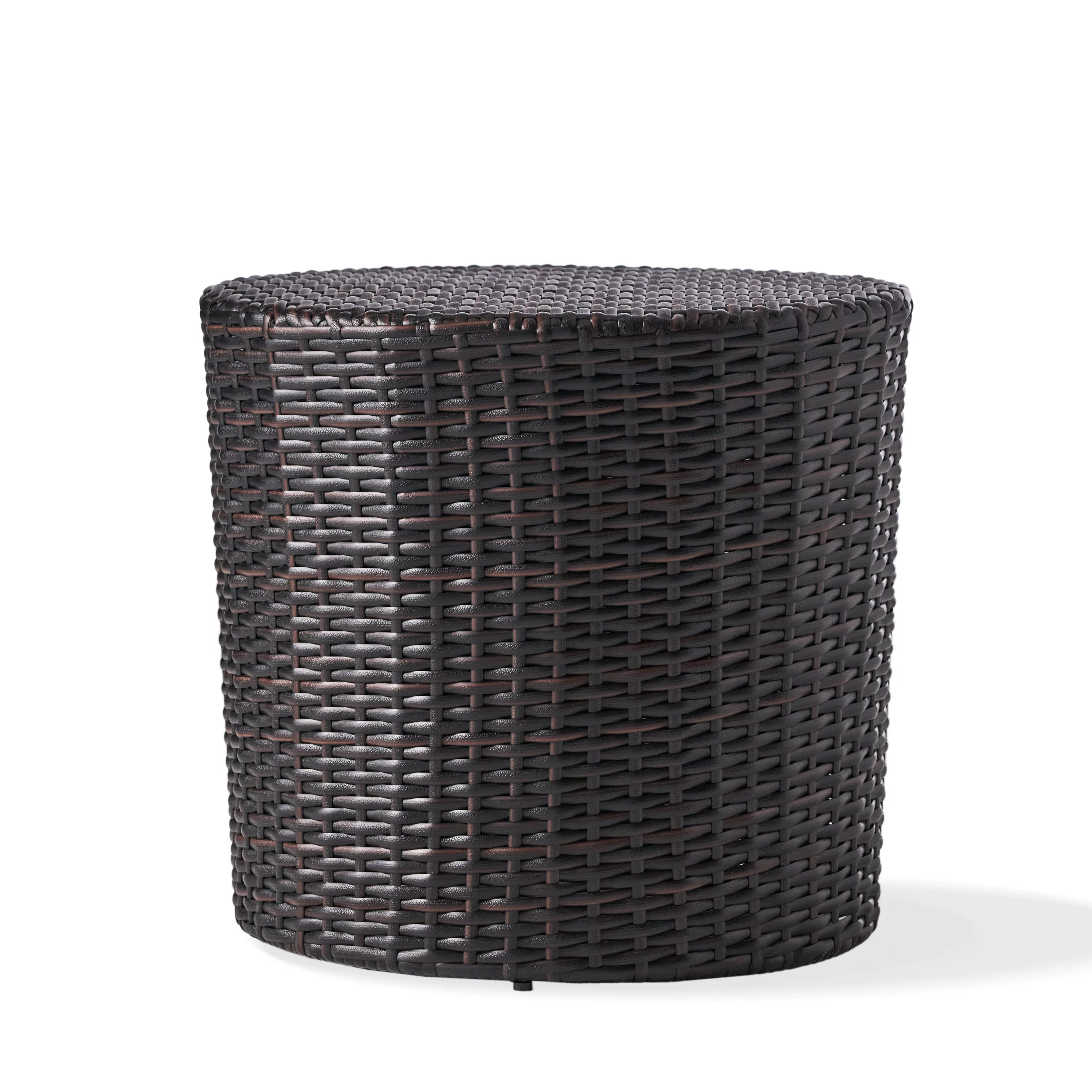 Mogul Round Wicker Barrel Side Table, Multibrown