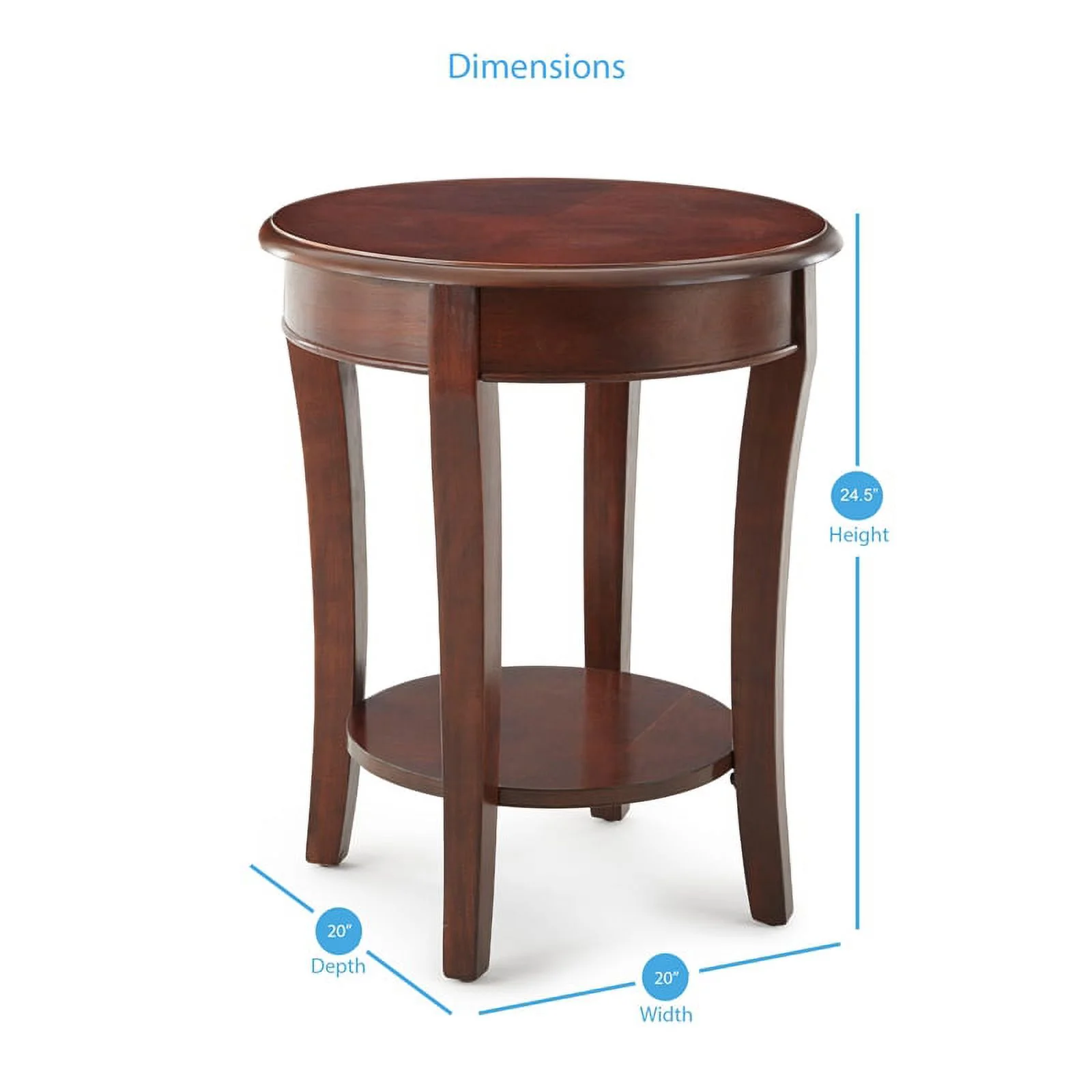 Home Square Wooden End Table in Cherry Brown Finish - Set of 2