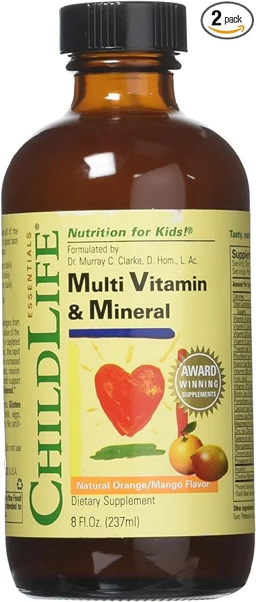 CHILDLIFE ESSENTIALS Multi Vitamin and Mineral for Infants, Babys, Kids, Toddlers, Children, and Teens, 8-Ounce Pack of 2