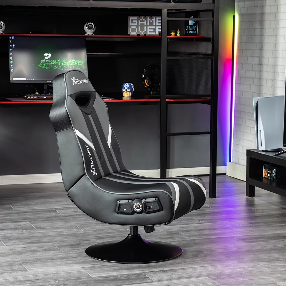 X Rocker Nebula Pedestal Gaming Chair Gray 2.1 Bluetooth Audio