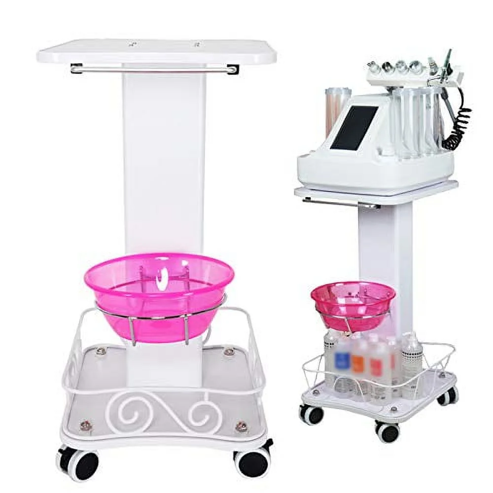 Salon Trolley Cart with Wheels 27x19x15 Inch 3-Tier Beauty Rolling Cart Load 220lbs Portable Mobile Instrument Storage Tray Professional Trolley Wheel Stand Hair Salon Beauty Mobile Cart