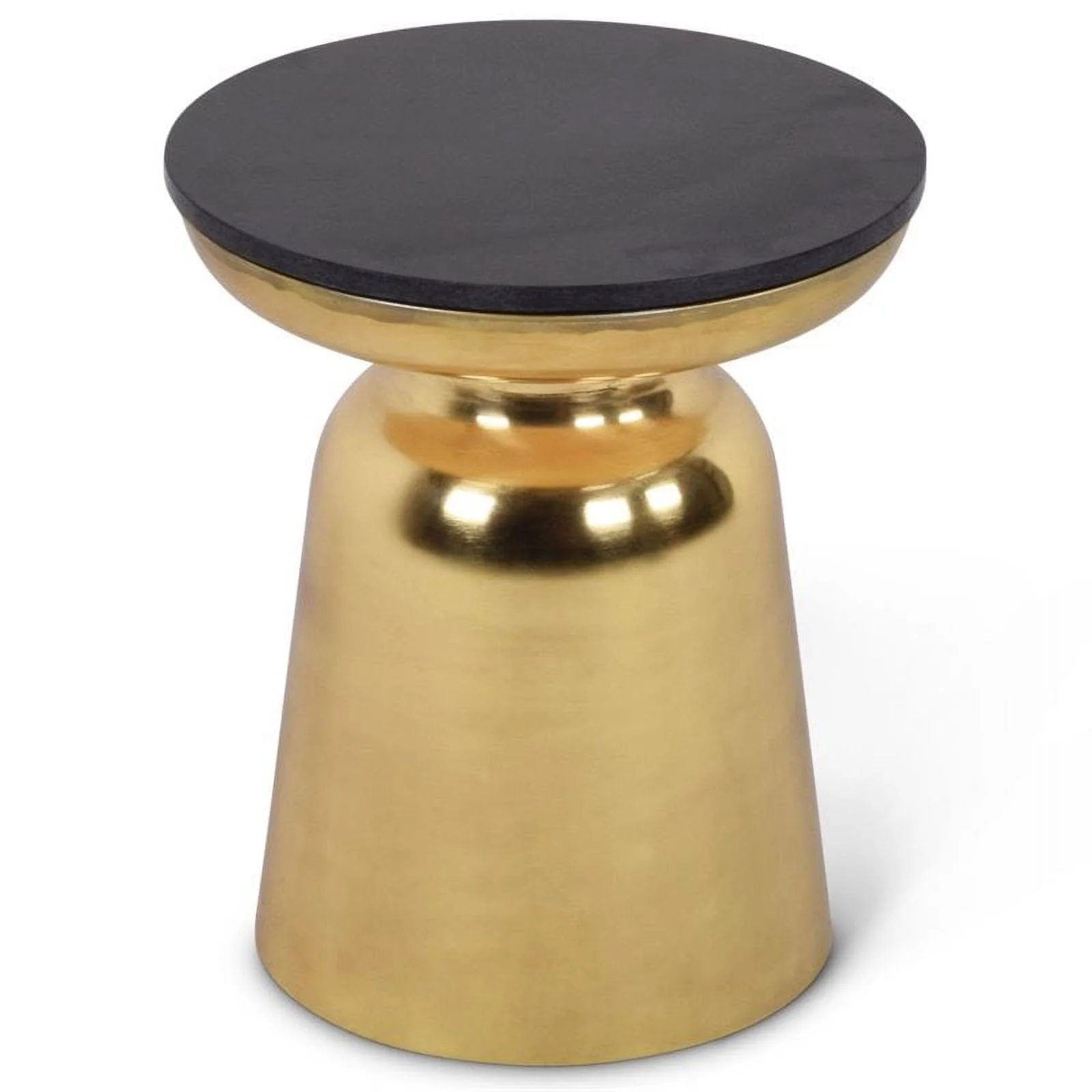 Bowery Hill Round Modern Metal End Table in Gold/Brass/Black