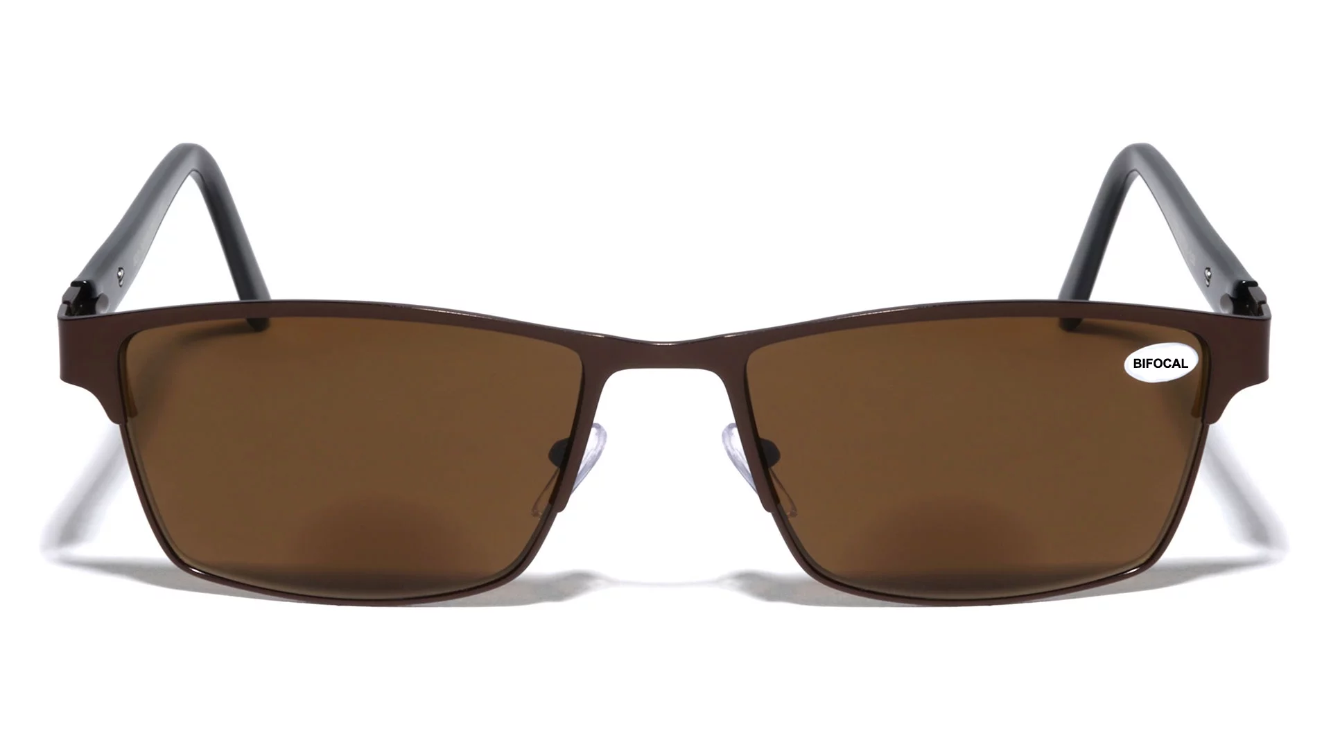 Men BIFOCAL Premium Rectangle Metal with Plastic Temple Extra Large Reading Reader Sunglasses - 152mm Wide Frame 100%UV +2.50