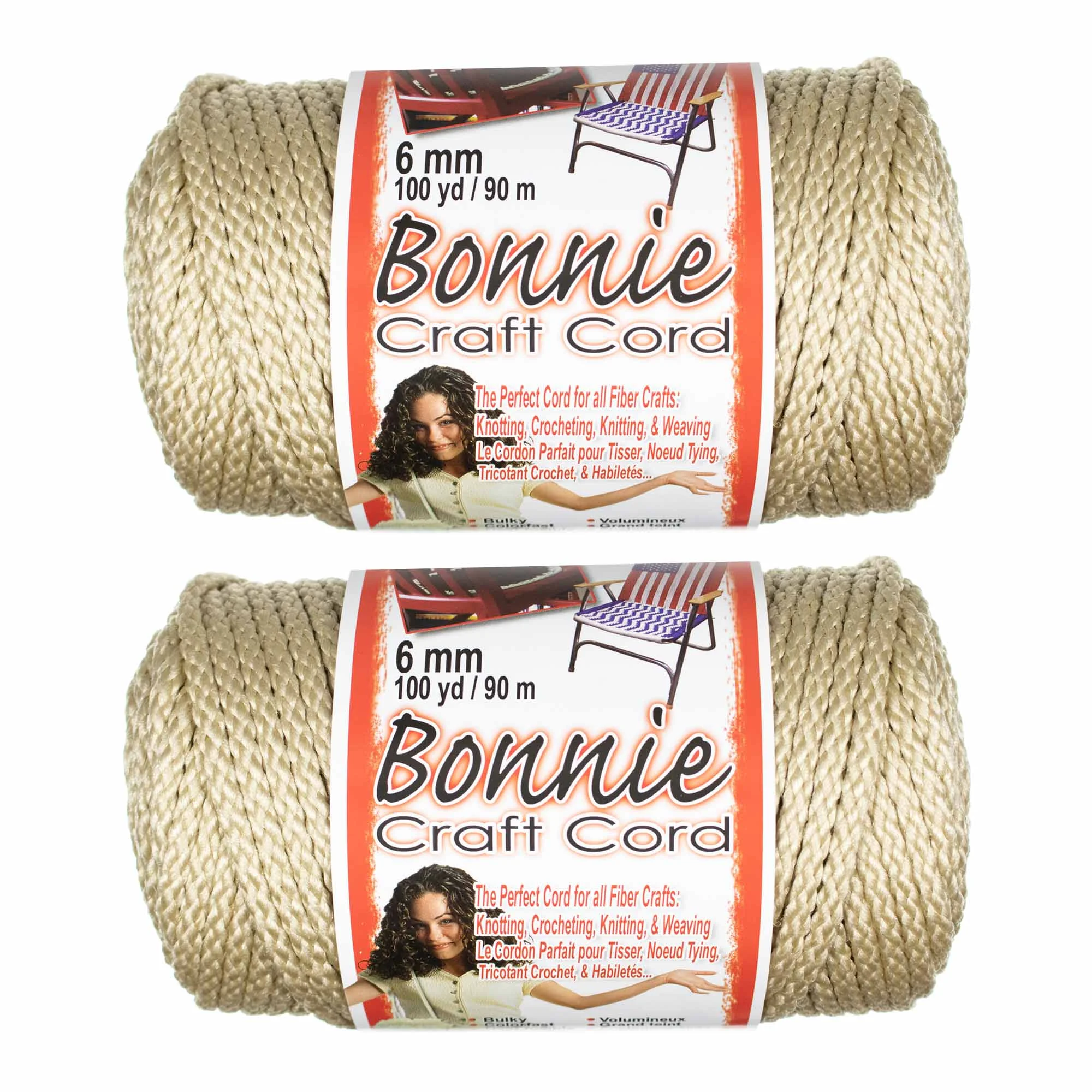 2 Pack Bonnie Macrame Cord - 6mm - 100 yd Lengths - Various Colors