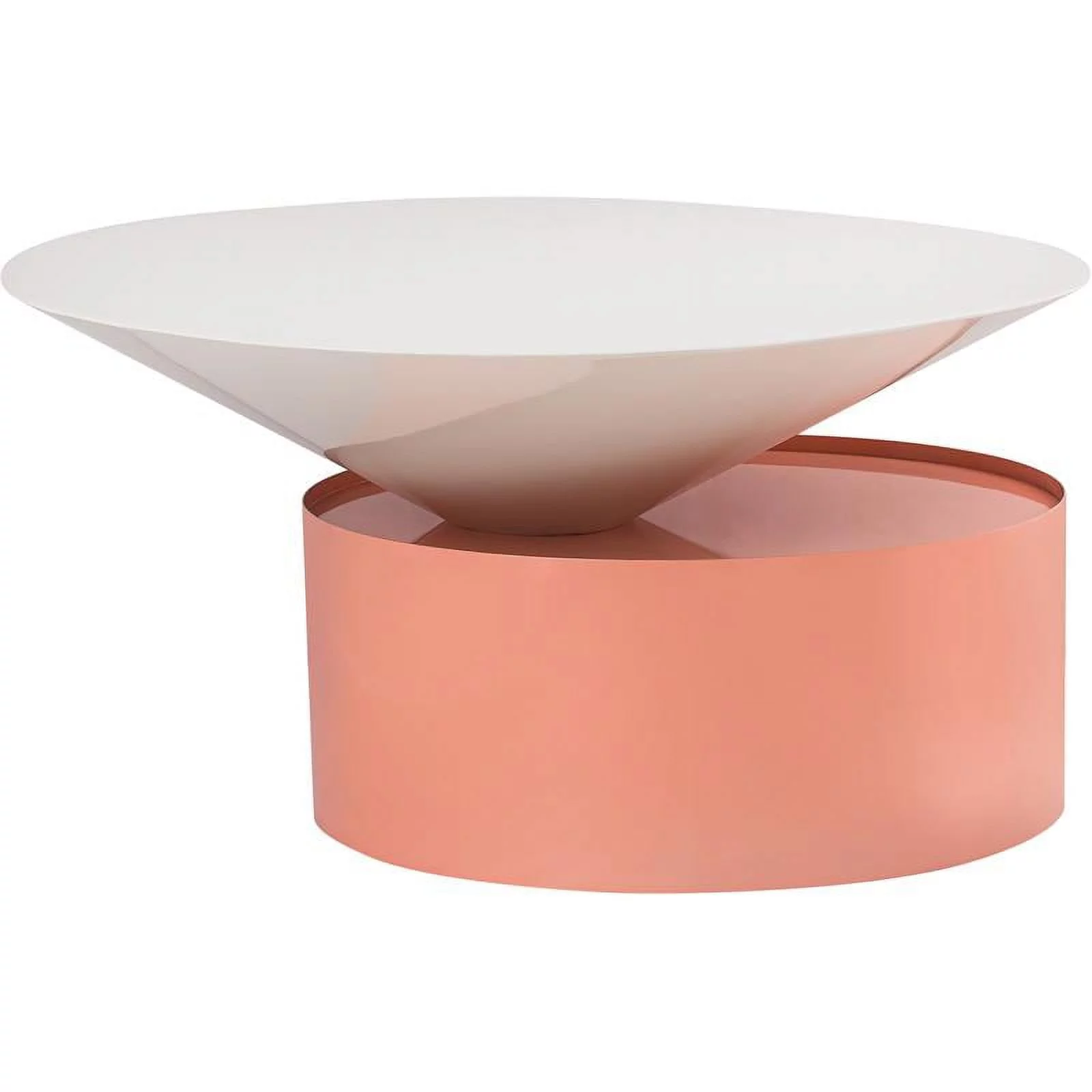 Meridian Furniture Damon White Metal Top Coffee Table with Pink Metal Base
