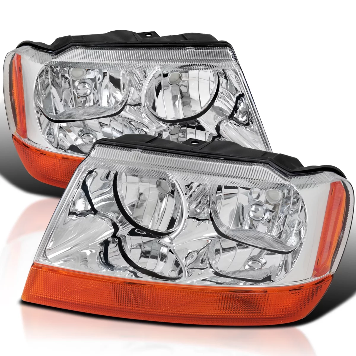 Spec-D Tuning Clear Headlights Compatible with 1999-2004 Jeep Grand Cherokee L+R Pair Head Light Lamp Assembly