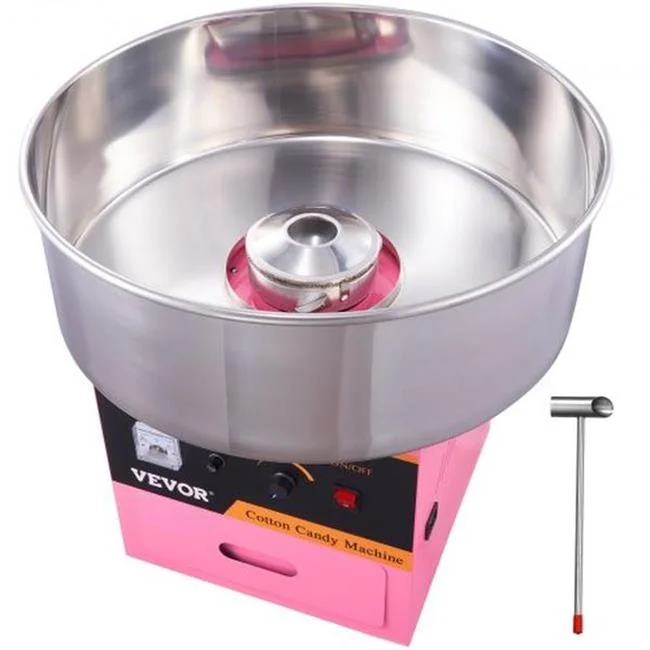 Vevor  1000W Commercial Electric Cotton Candy Machine with Stainless Steel Bowl, Pink