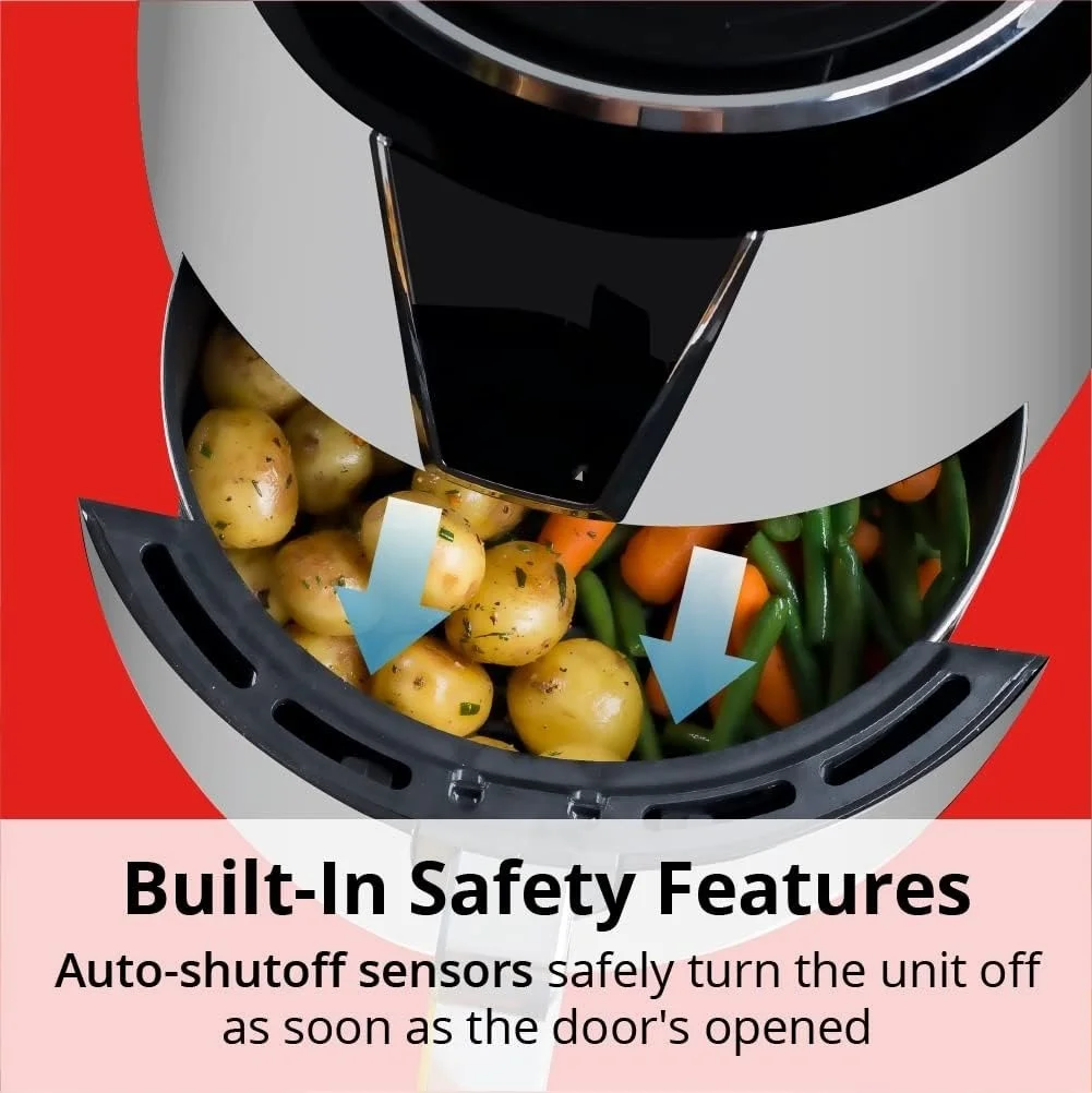 Teflon-Free 5 Qt. Ceramic Air Fryer with Recipe Book, White