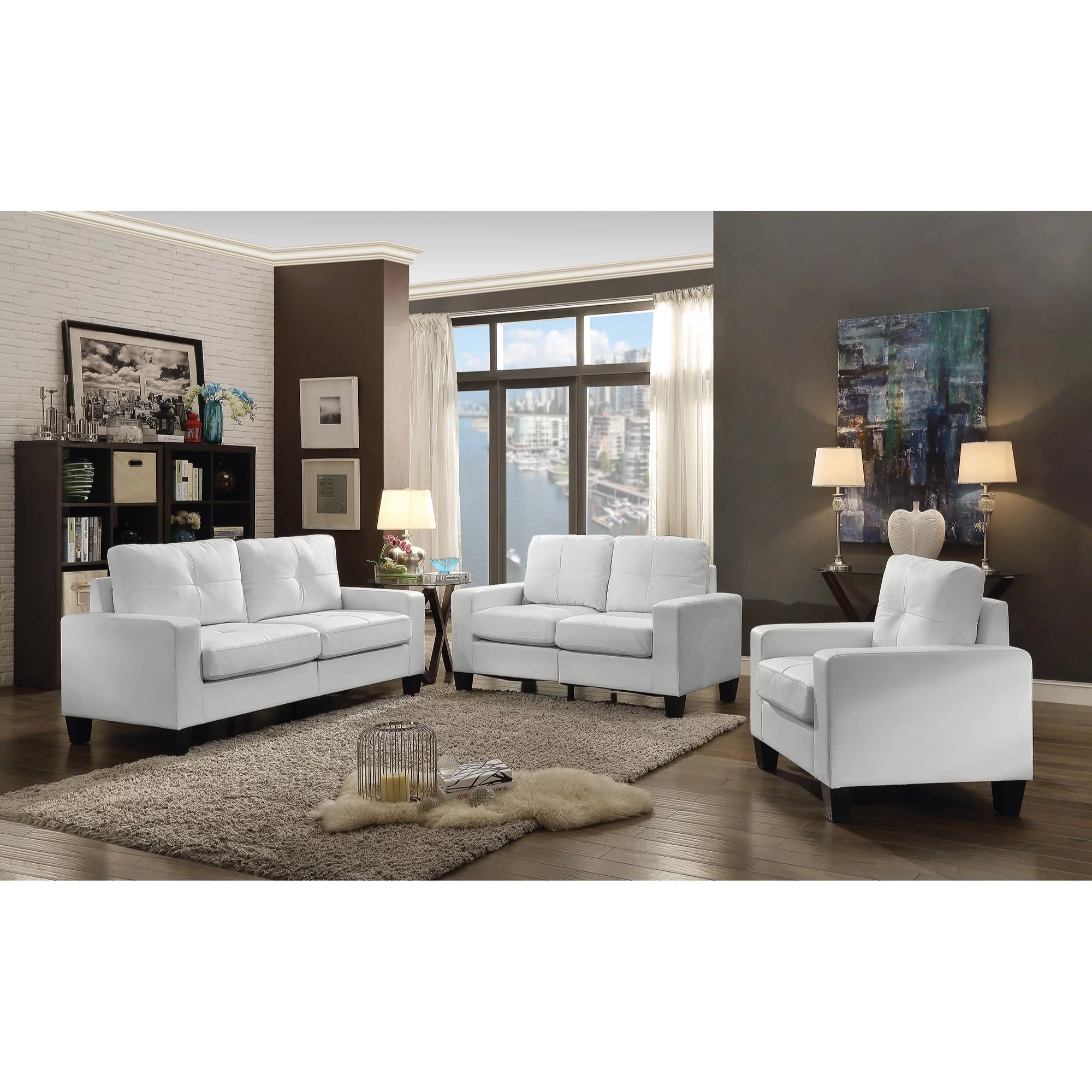 Passion Furniture PF-G460A-C 36 in. Newbury Removable Cushions Accent Chair, White