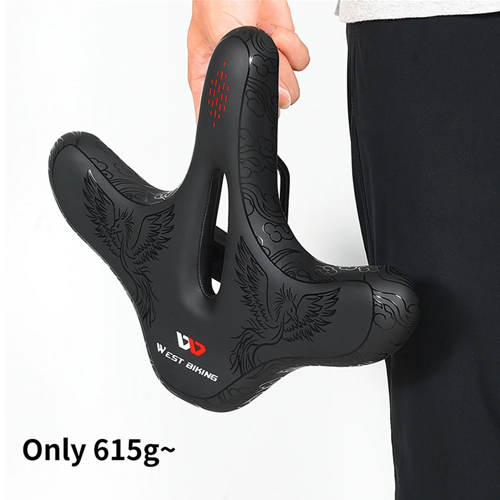 WEST BIKING Wide Bike Saddle Comfortable Mountain Bicycle Cushion Pad Waterproof Cycle Seat Saddle for Men Women Road MTB
