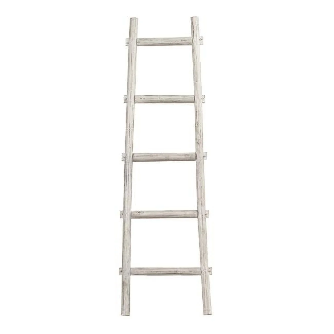 Benjara Transitional Style Wooden Decor Ladder with 5 Steps, White