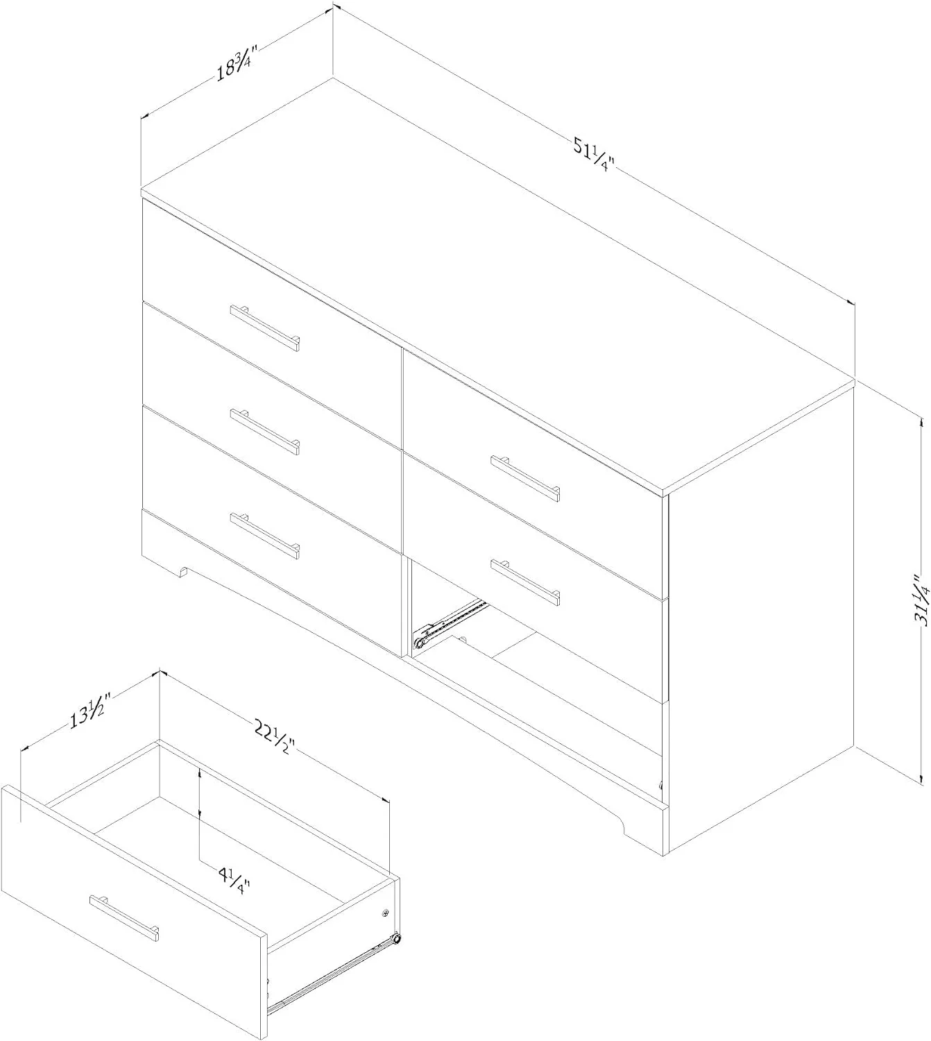 Gramercy 6-Drawer Double Dresser, Chocolate