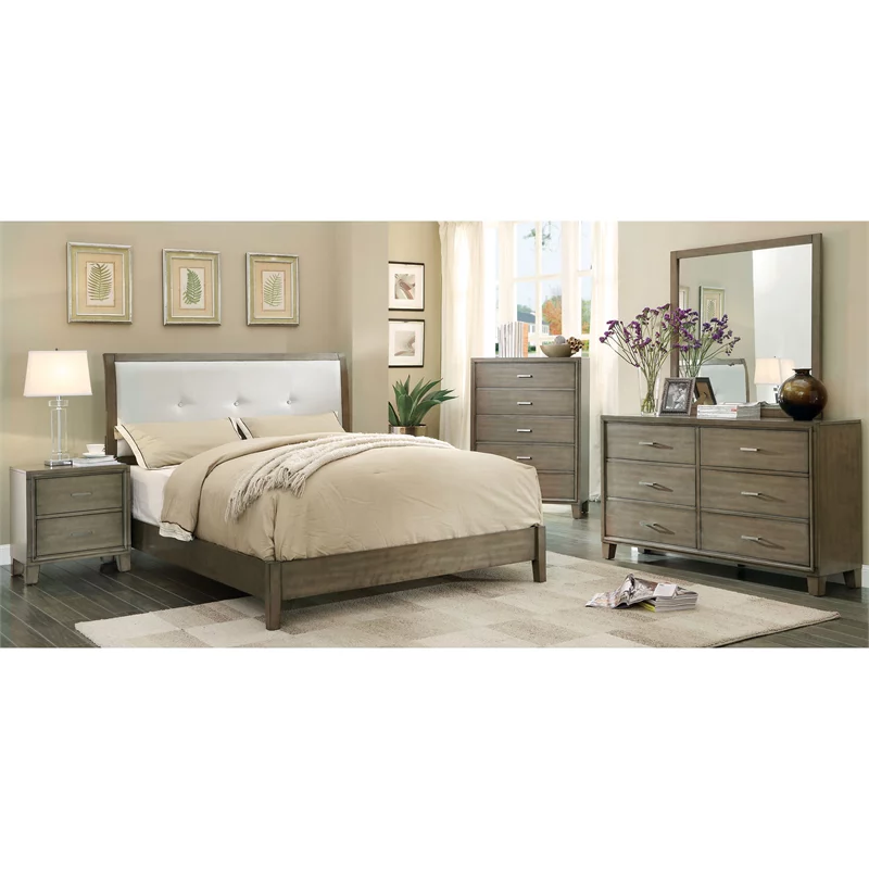 Furniture of America Sirius Solid Wood 5-Drawer Chest in Gray