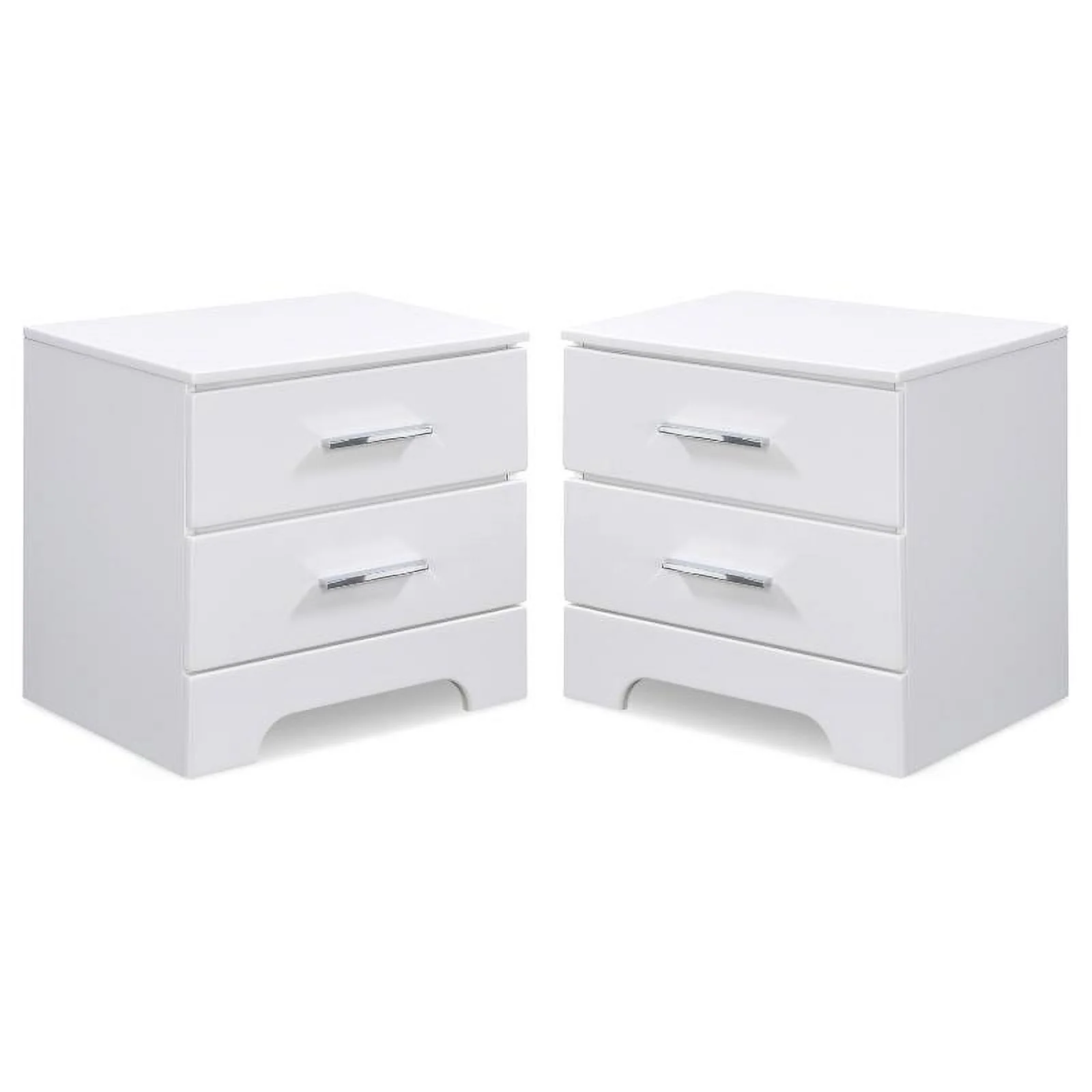 Home Square 2 Drawer Wood Nightstand in White Finish - Set of 2