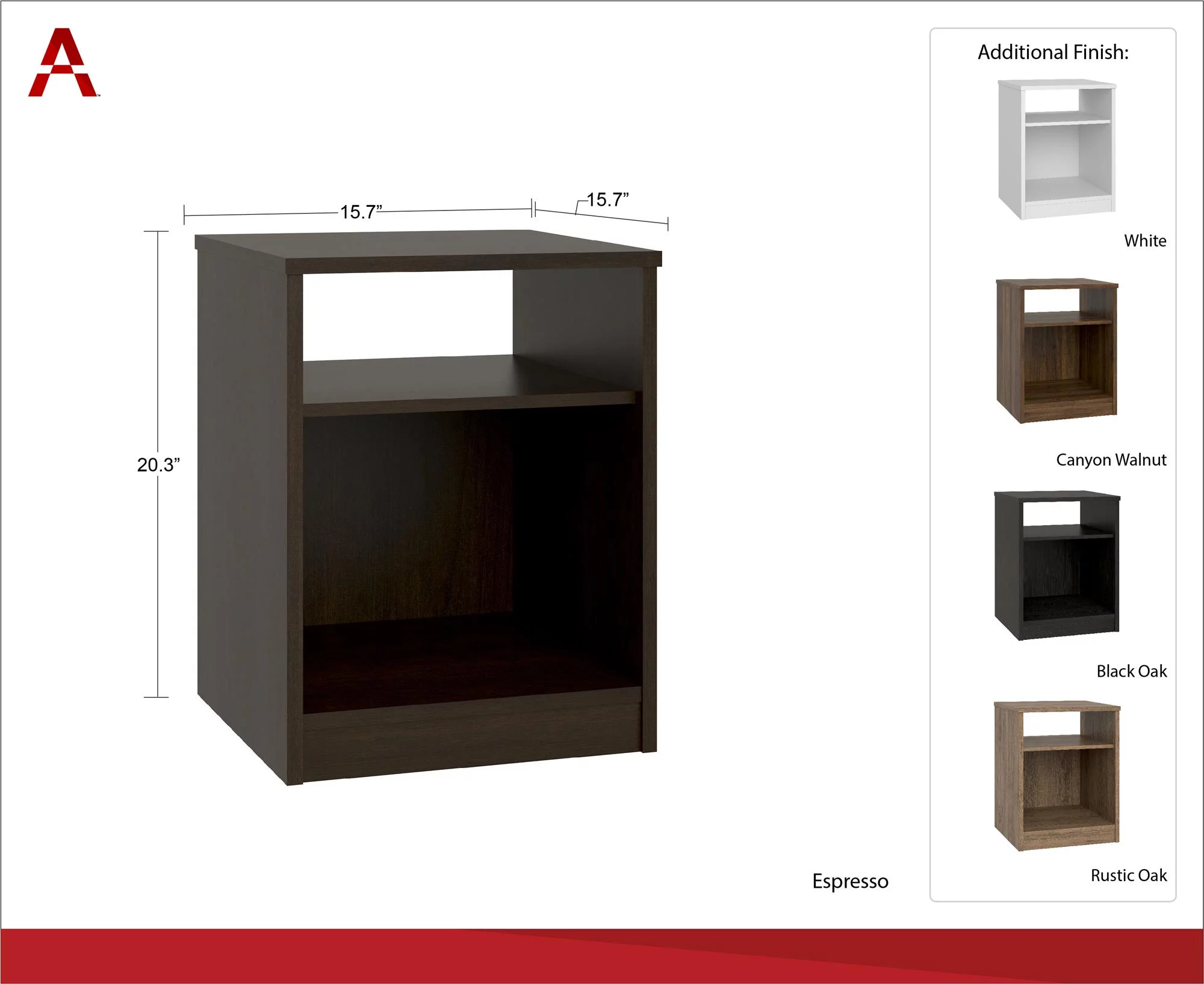 Mainstays Classic Open Shelf Nightstand, Espresso