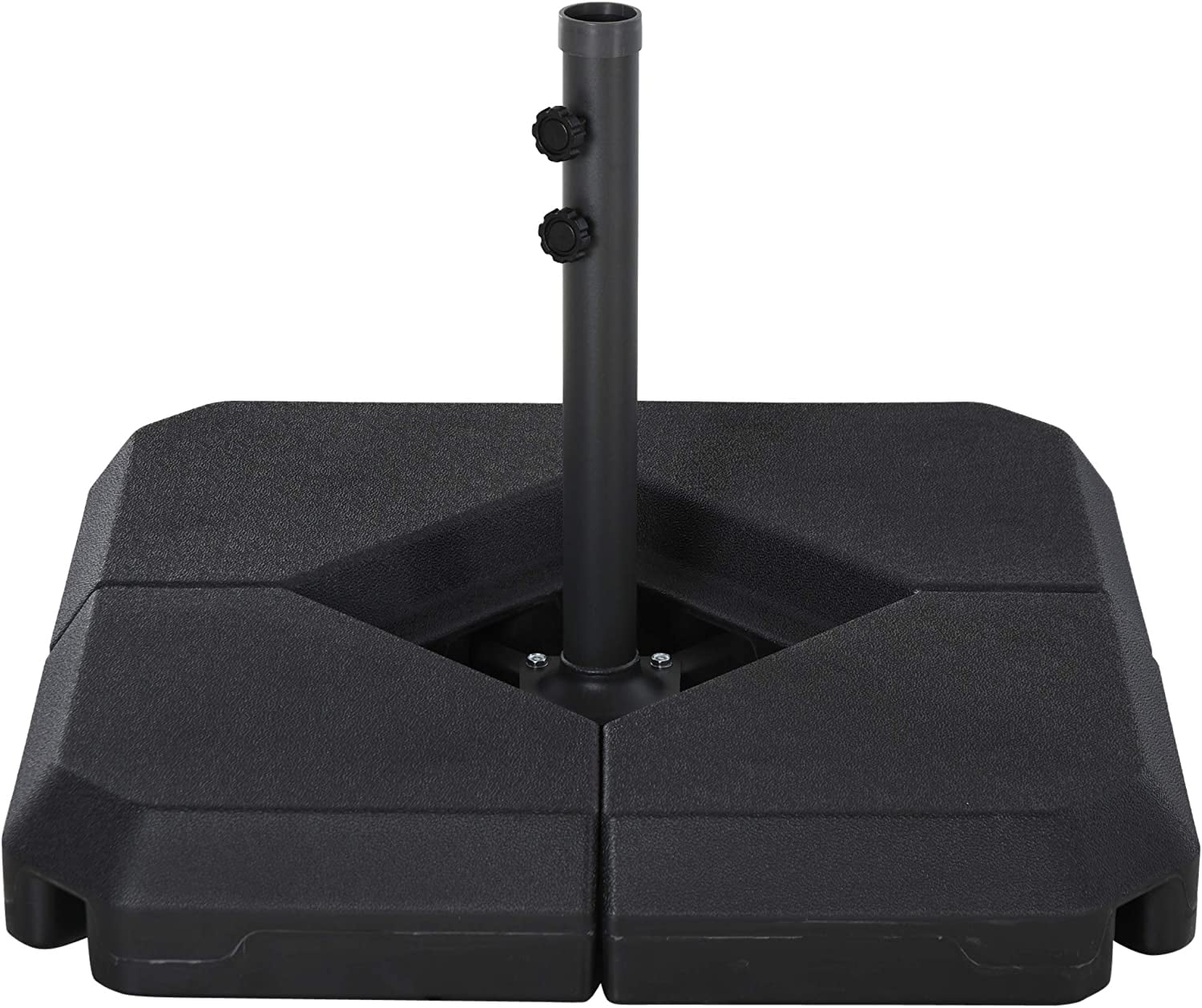Outsunny 4-Piece Outdoor Patio Offset Umbrella Base Stand Weight Holder w/Cross Base for Powerful Support, 158lbs Sand or 132lbs Water Filled, Black