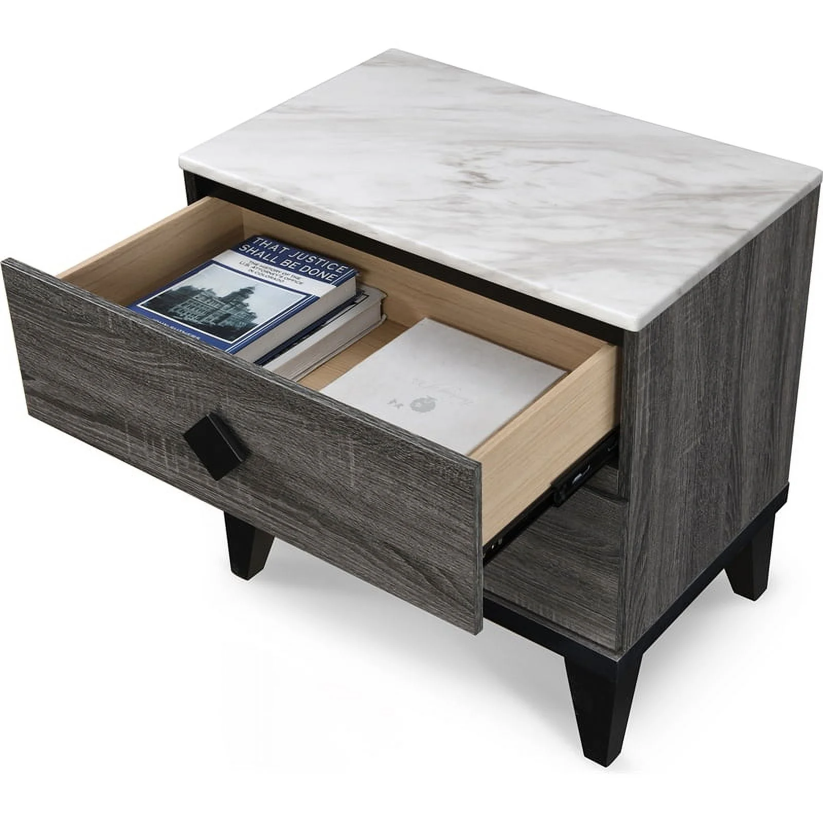 Home Square 2 Drawer Wood Nightstand in Gray Finish - Set of 2