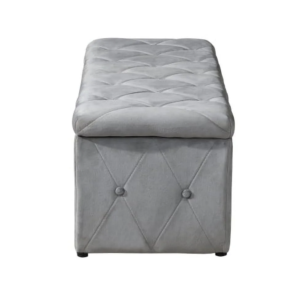 JHOOTUUO 1 Piece Rectangular  Ottoman Short velvet with 2 Set Ottomans (Light Gray)