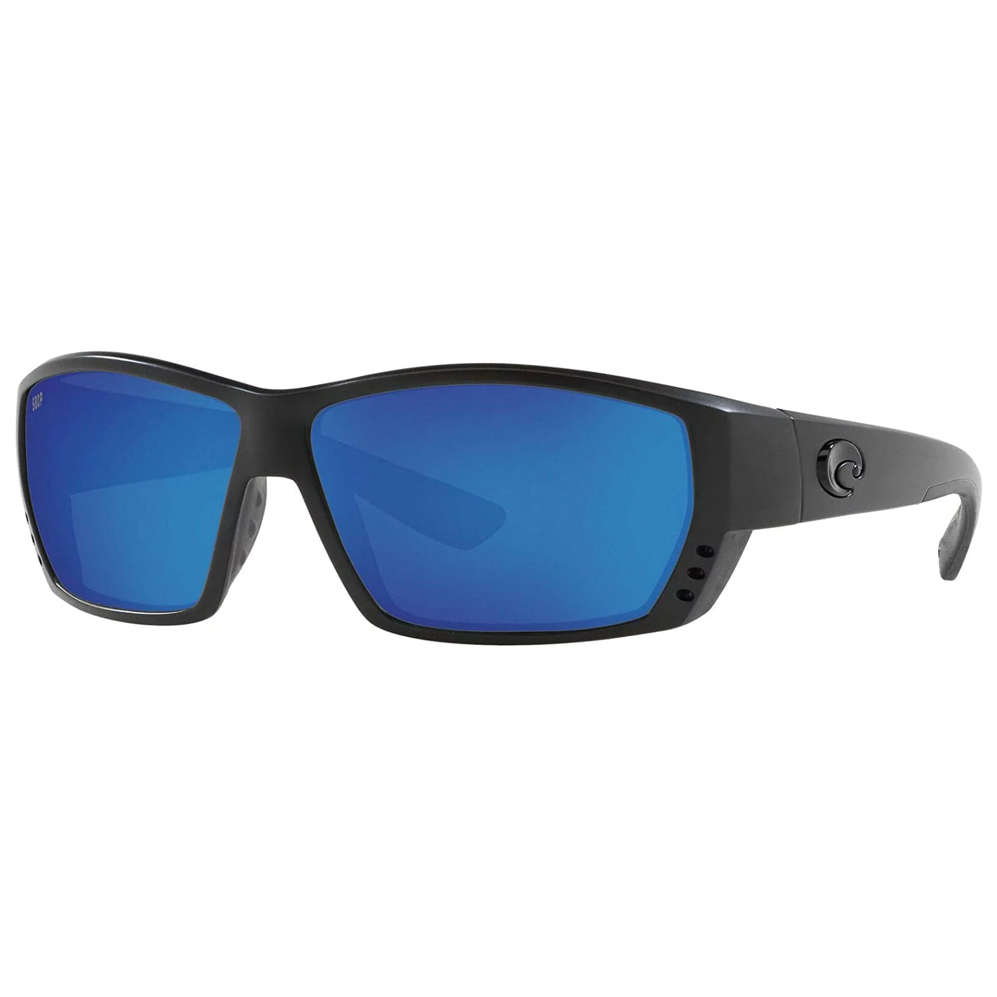 Costa Del Mar Men's Tuna Alley Polarized Rectangular Sunglasses, Blackout/Grey Blue Mirrored Polarized-580P, 62 mm