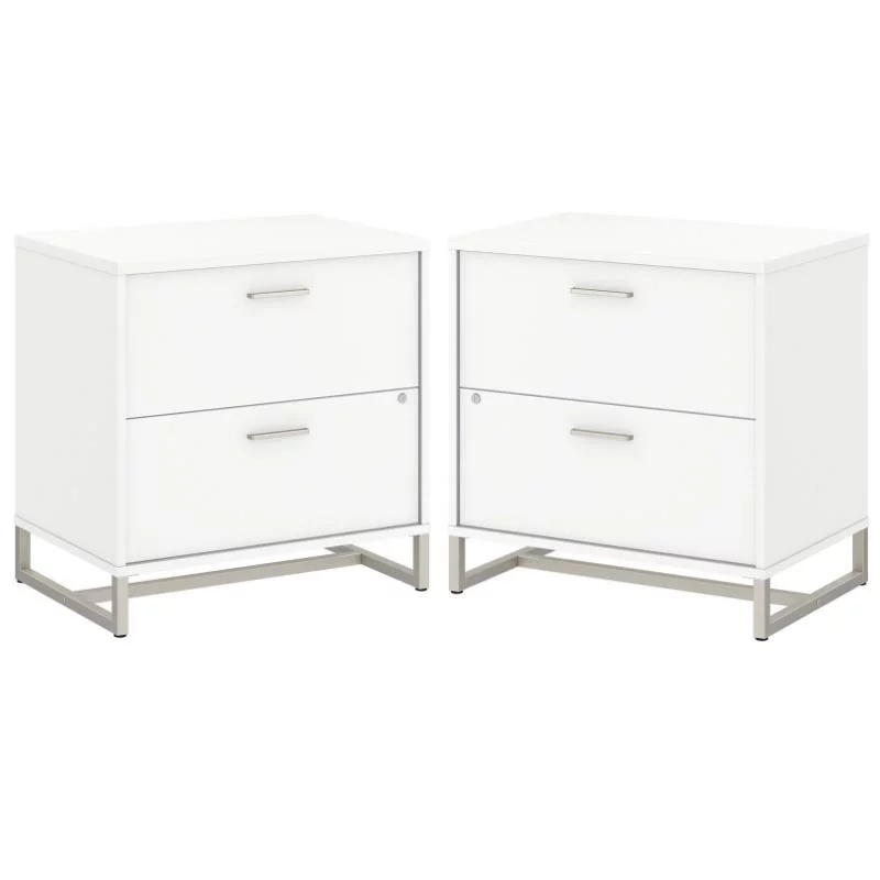 Home Square 2 Drawer Engineered Wood Filing Cabinet Set in White (Set of 2)