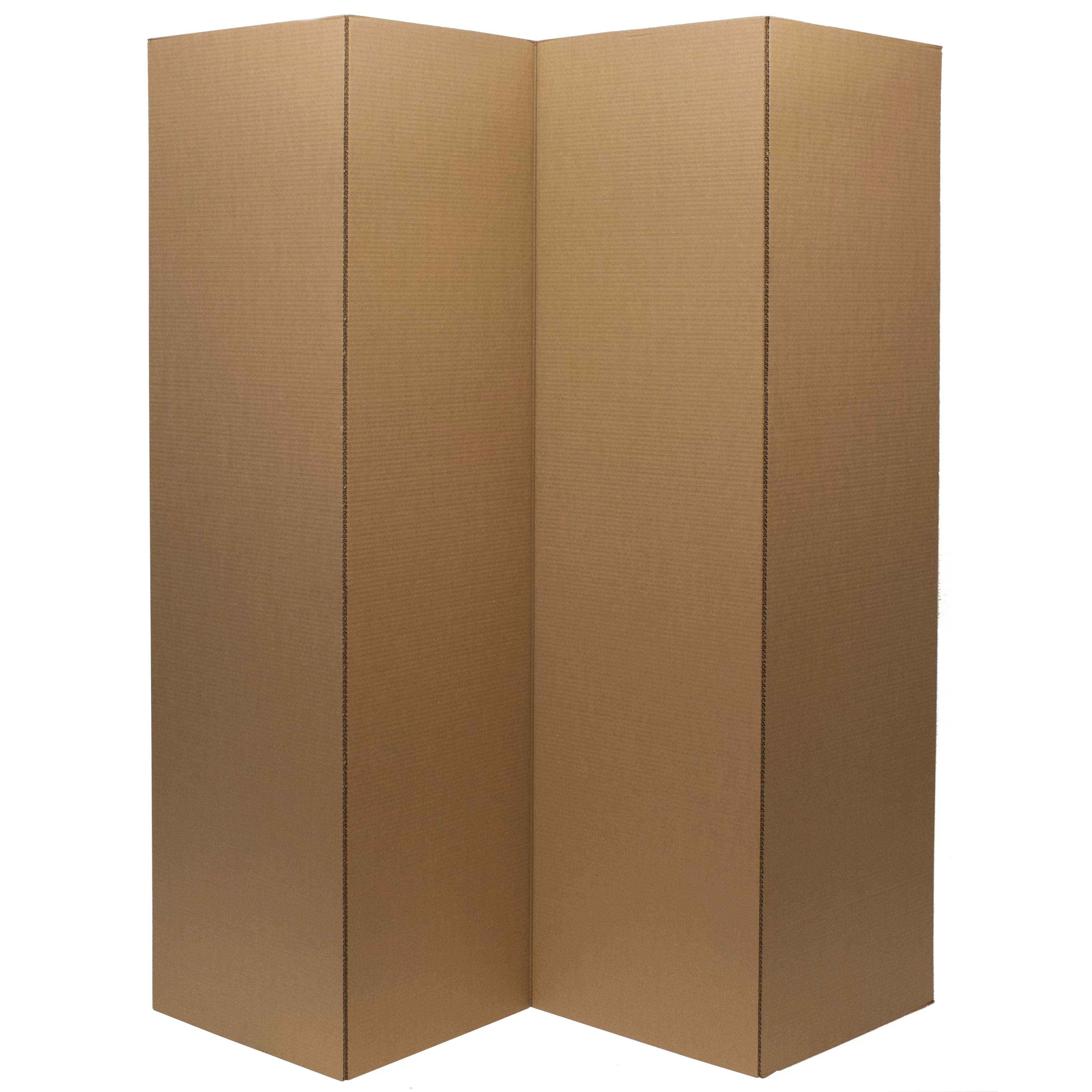 6 ft. Tall Plain Brown Cardboard Privacy Screen Room Divider - 4 Panel