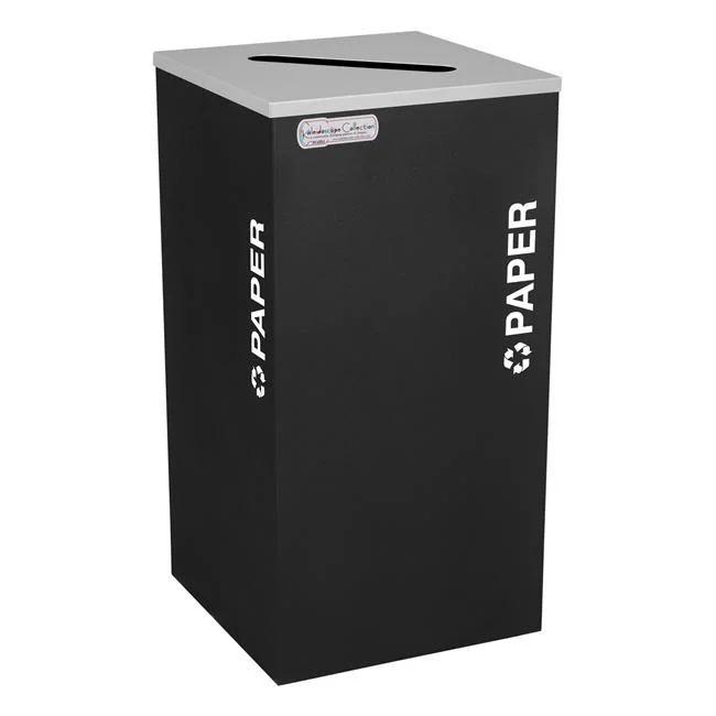 18-gal recycling recptacle- square top and Plastic decal- Black Texture finish