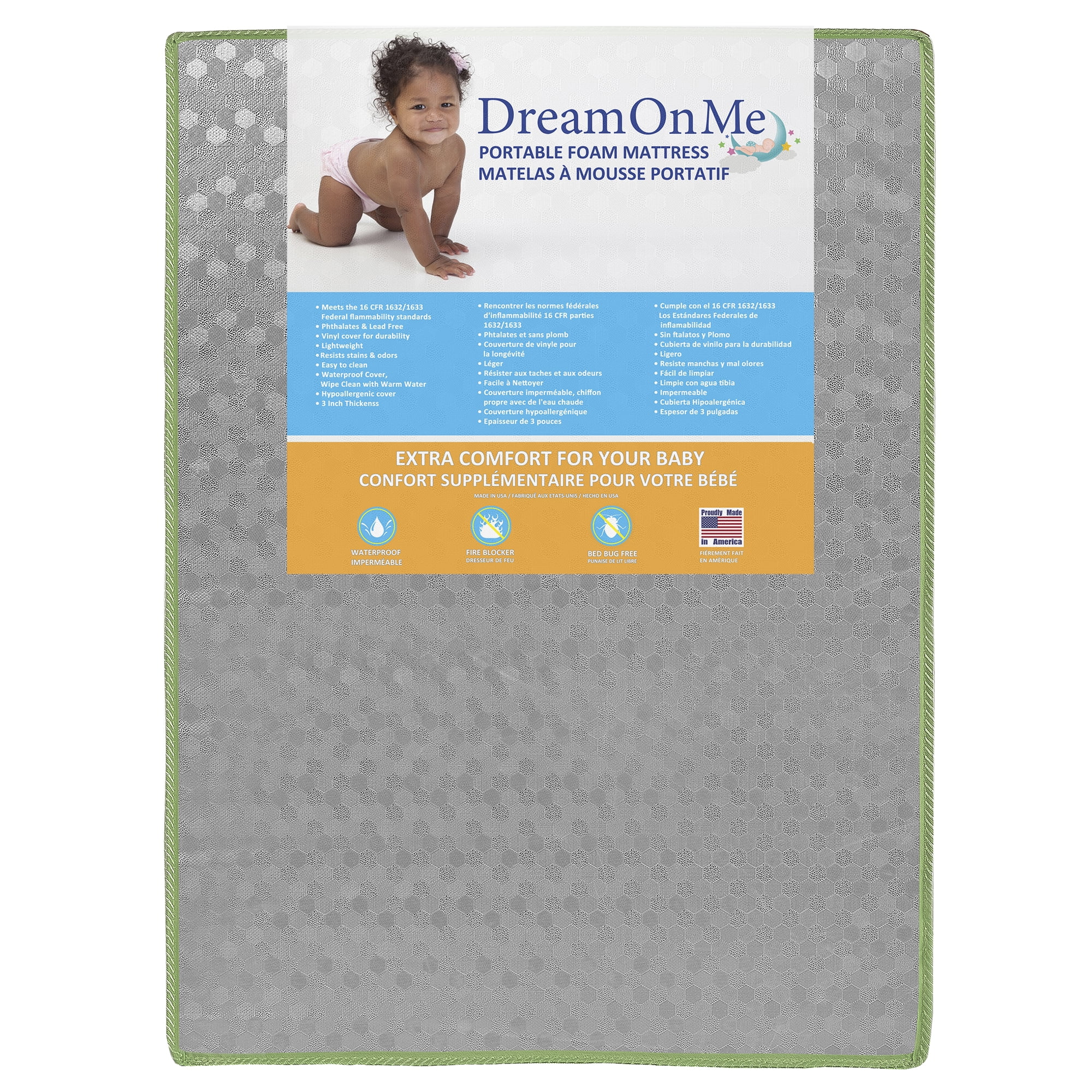 Dream on Me Nimble Infant & Toddler Portable Playard Foam Mattress