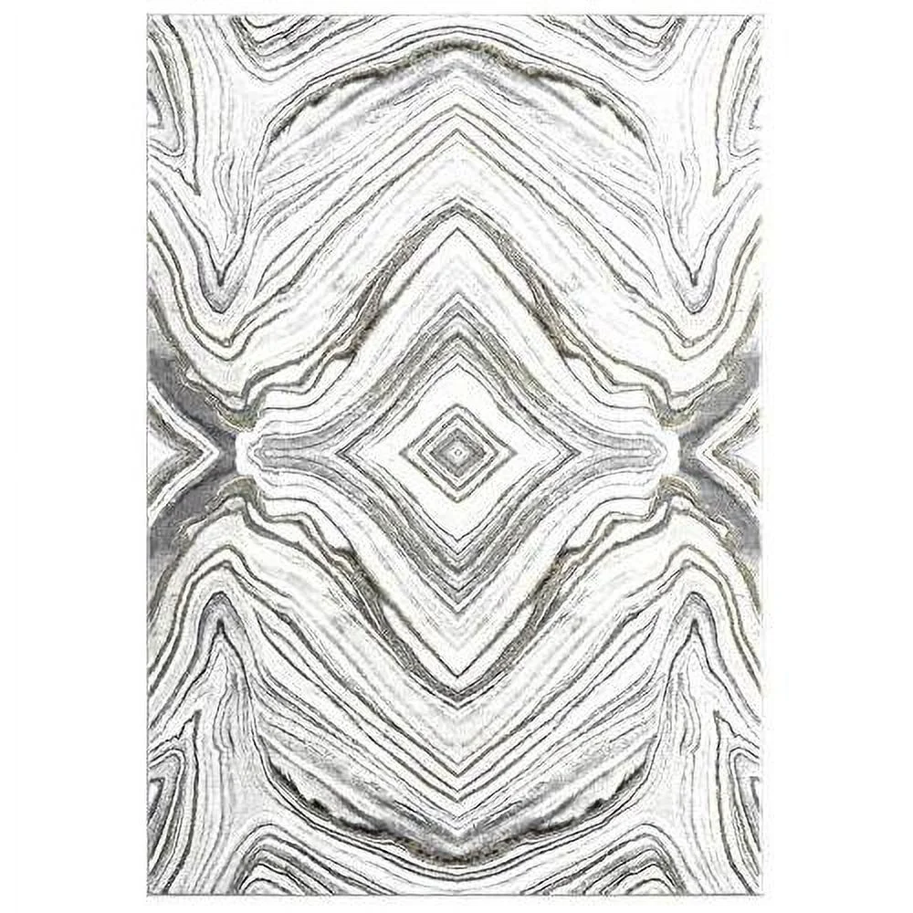 Rugs Contemporary Granite Grey & 4' X 6' Bedroom Rug - Modern Swirl Design Non-Shedding Area Rug