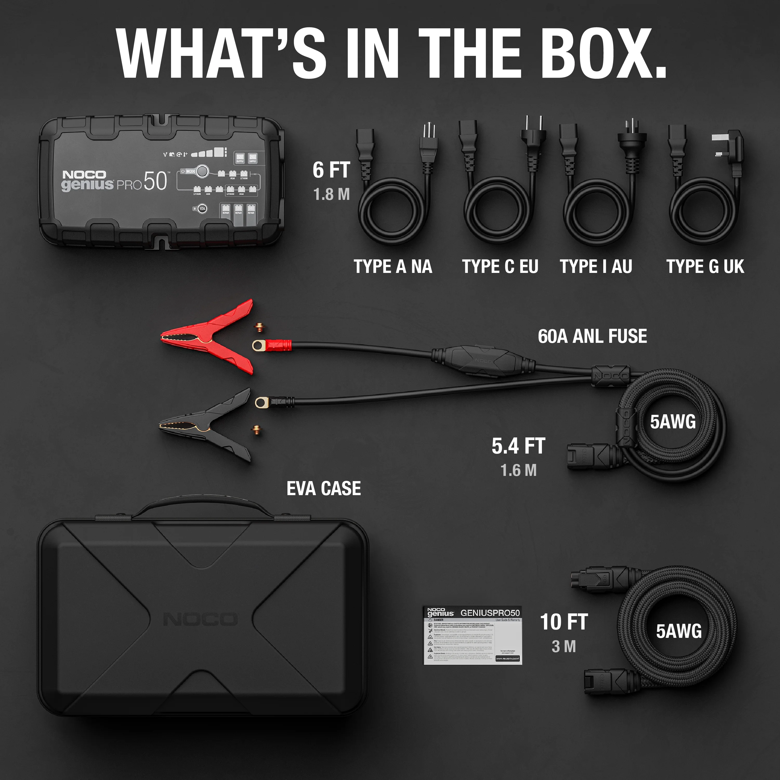 NOCO GENIUSPRO50 50A 6V/12V/24V Professional Smart Battery Charger and Maintainer