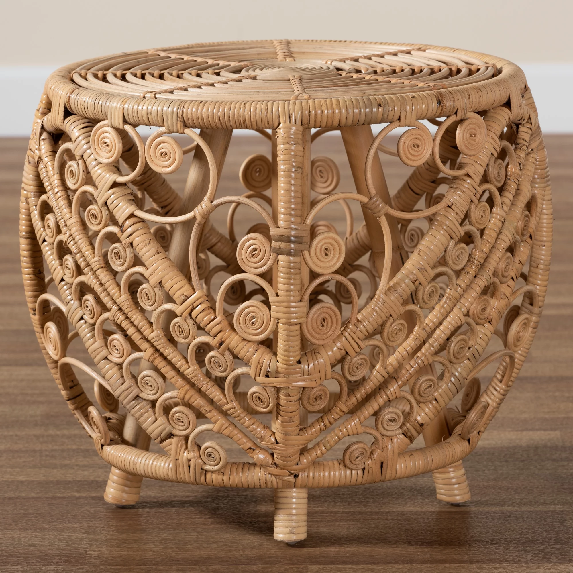 bali & pari Saranna Rattan End Table, Brown
