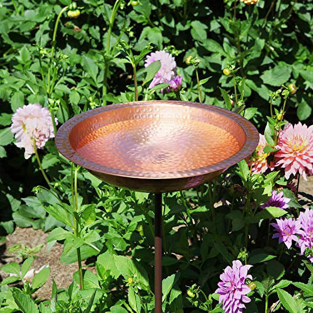 Achla Hammered Solid Copper Bird Bath with Stake