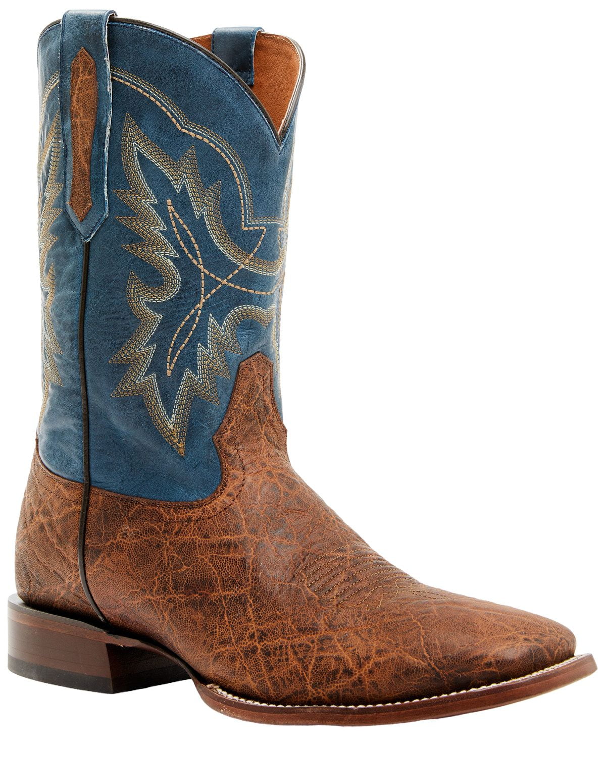 Cody James Men's Blue Elephant Print Western Boot Broad Square Toe Brown 9 D(M) US