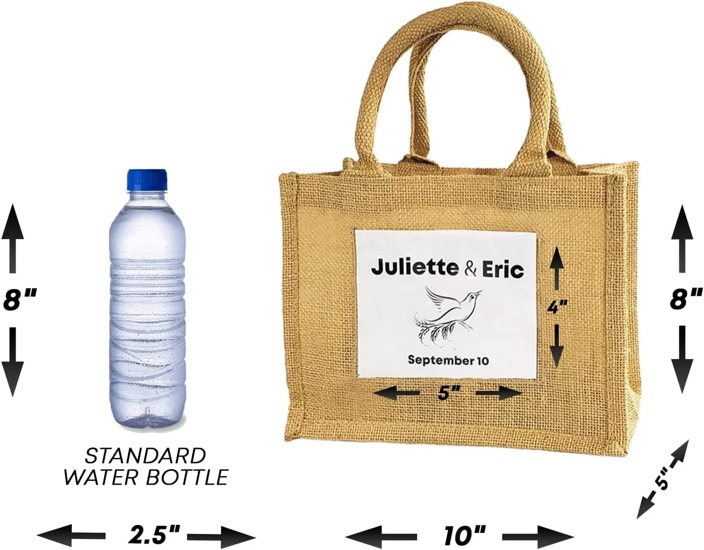 6 Pack Stylish Reusable Jute Burlap Tote Bags Large Medium Small Bag For Gifts Decorating Events Beach Shopping Wedding More