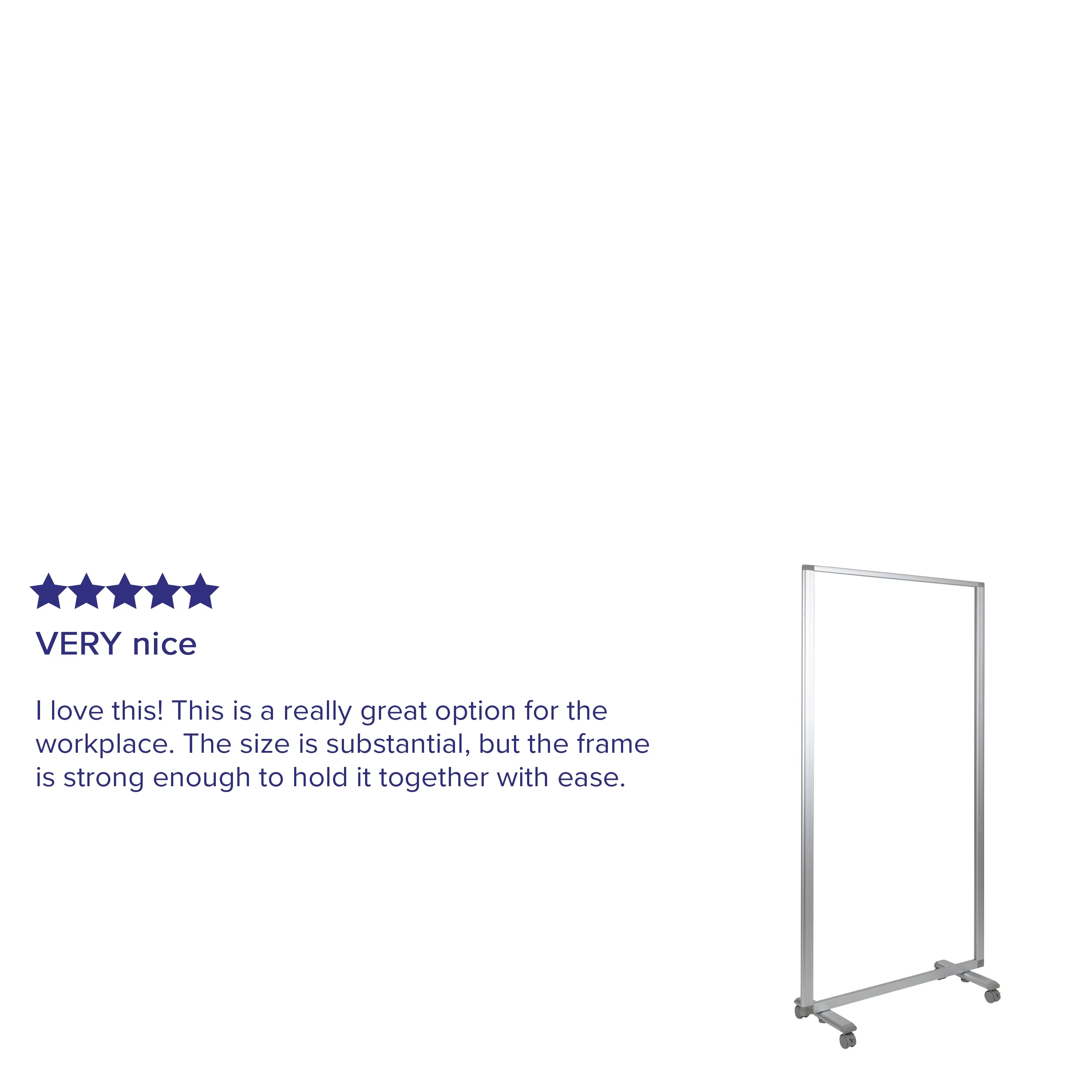 BizChair Transparent Acrylic Mobile Partition with Lockable Casters, 72