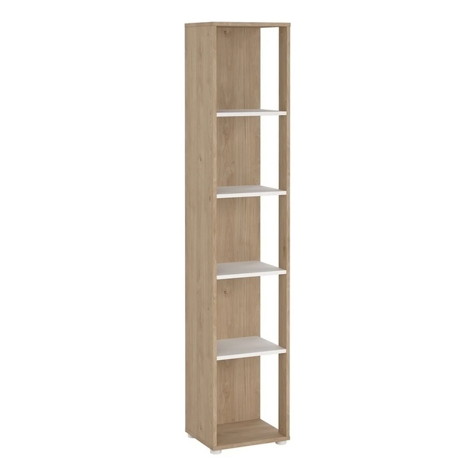 Pemberly Row Tall Open Storage 5 Shelf Bookcase in Hickory and White