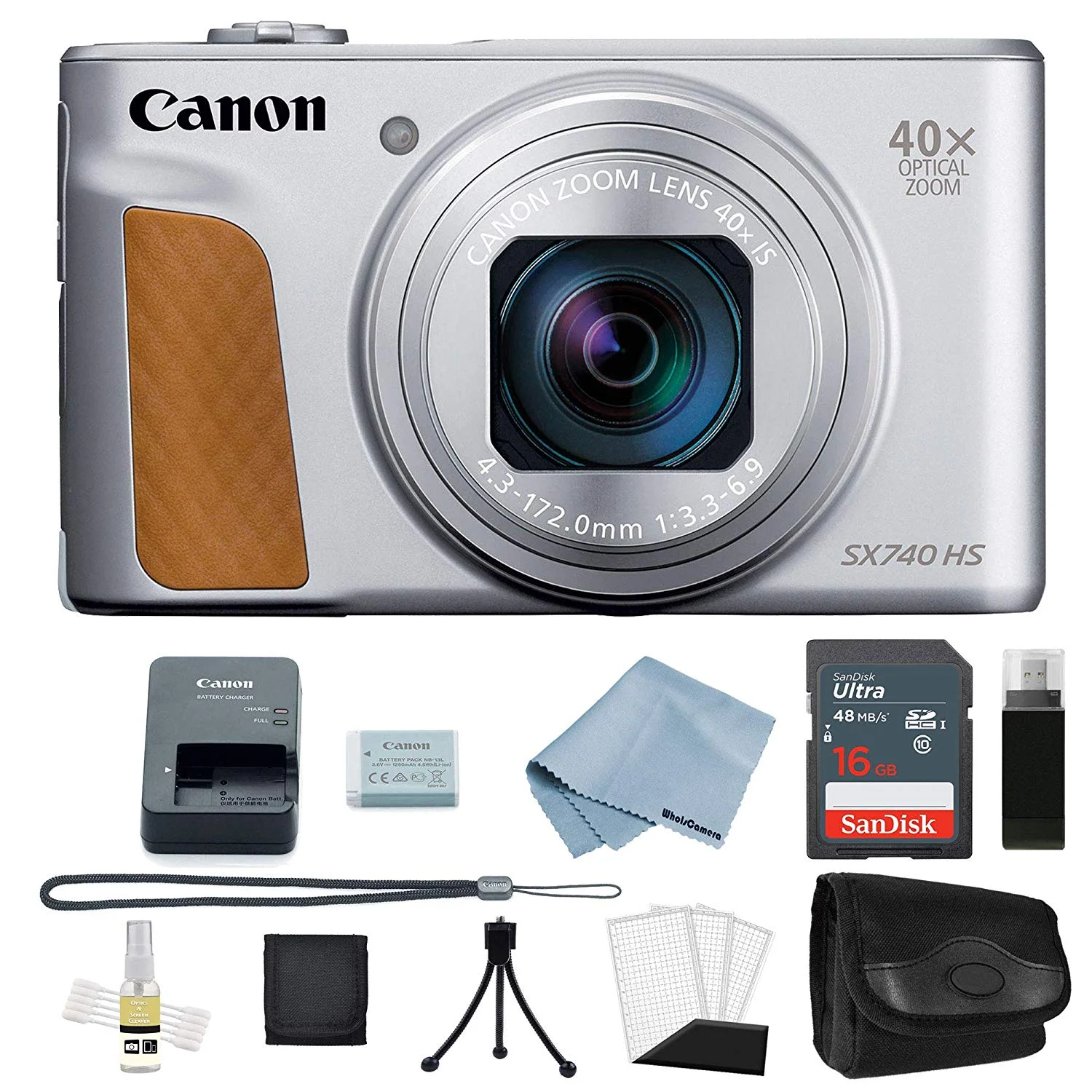 Canon Powershot SX740 HS 4K Video Digital Camera Silver + Basic Bundle