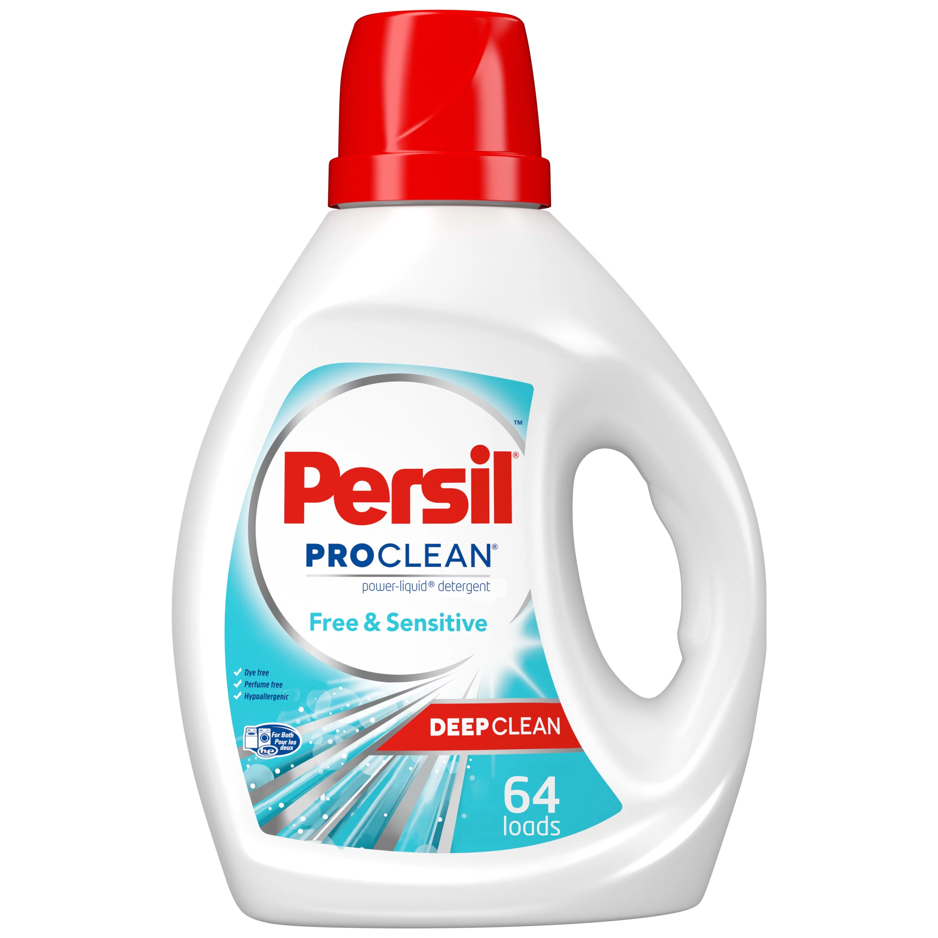 Persil Laundry Detergent Liquid, Free and Sensitive, Unscented and Hypoallergenic for Sensitive Skin, 100 Fluid Ounces, 64 Loads