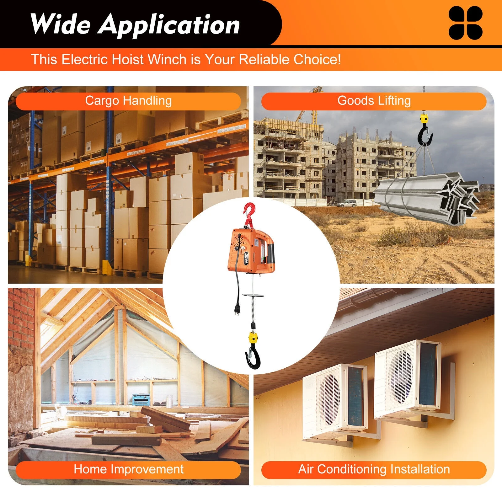 Portable 3-in-1 Electric Winches 300kg/660 lbs Hoist Winch Crane Lift W/ Remote