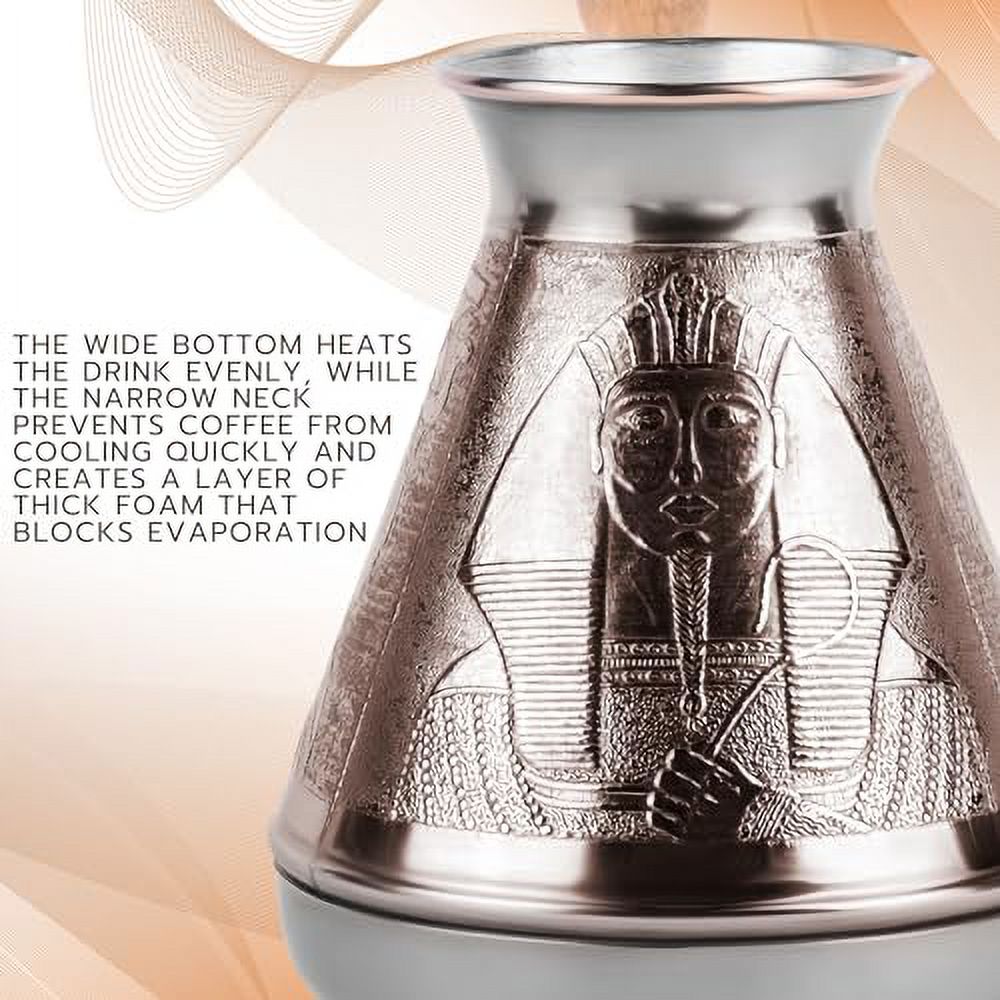 Turkish Cezve 14 Fl Oz 400 ML Leopard Copper Cezve Large Turka Turkish Coffee Pot Greek Arabic Coffee Pot with Wooden Handle Jezve Maker