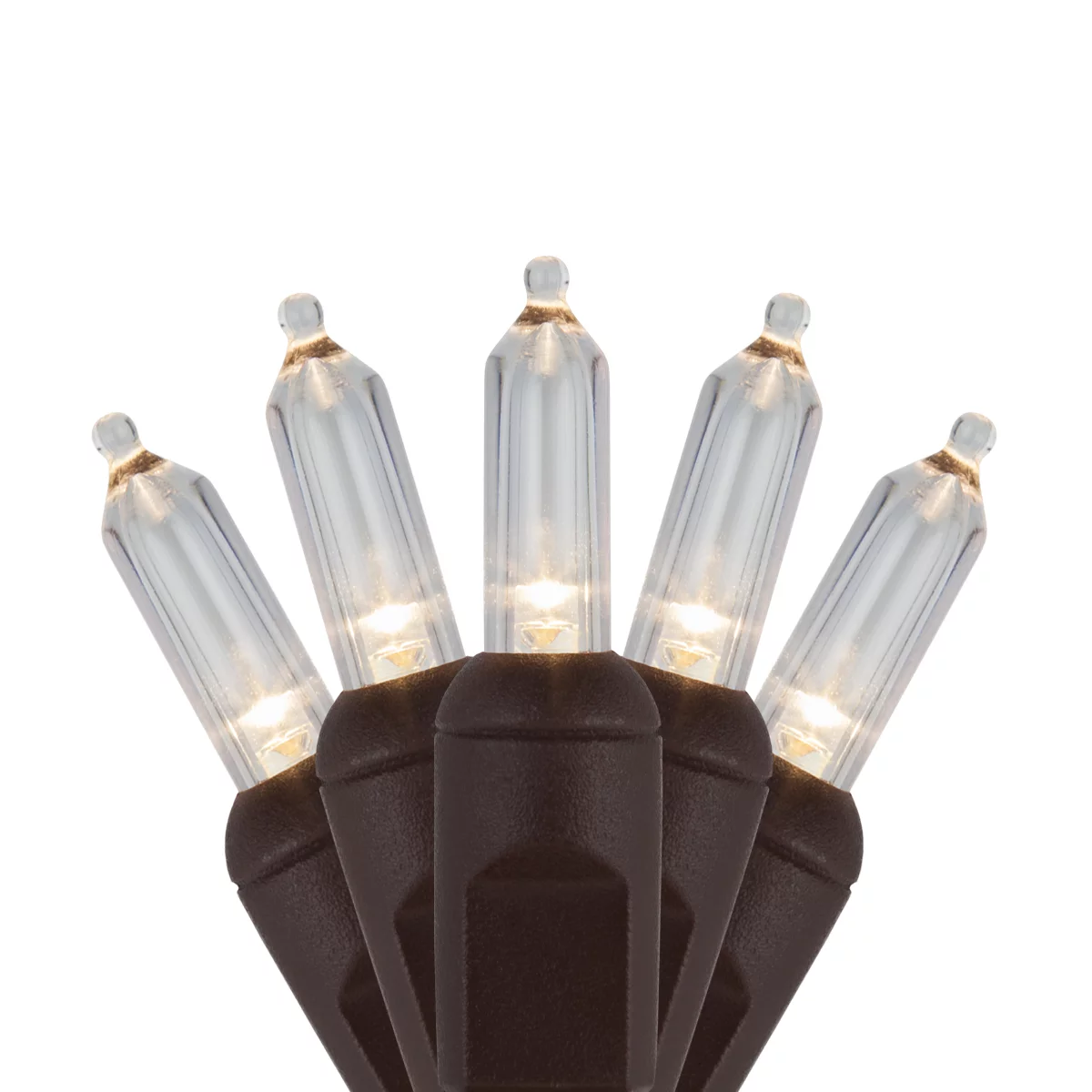 Wintergreen Lighting T5 LED Mini Lights Brown Wire Christmas Lights, Brown Wired Clear Mini Lights, LED Christmas Lights, 50 Lights